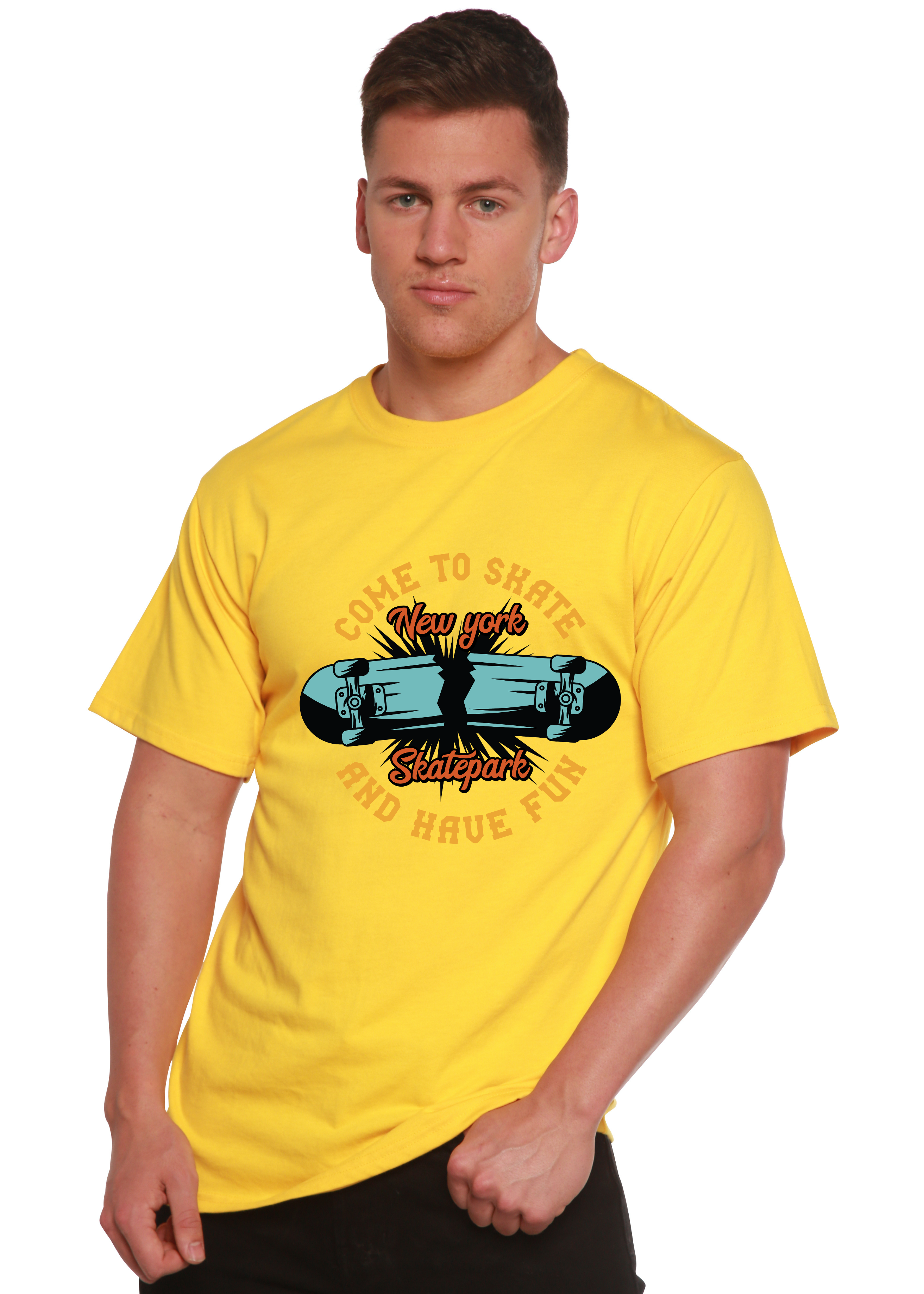 Spun Bamboo New York Skatepark Men's Bamboo Viscose/Organic Cotton Short Sleeve Graphic T-Shirt — color detail