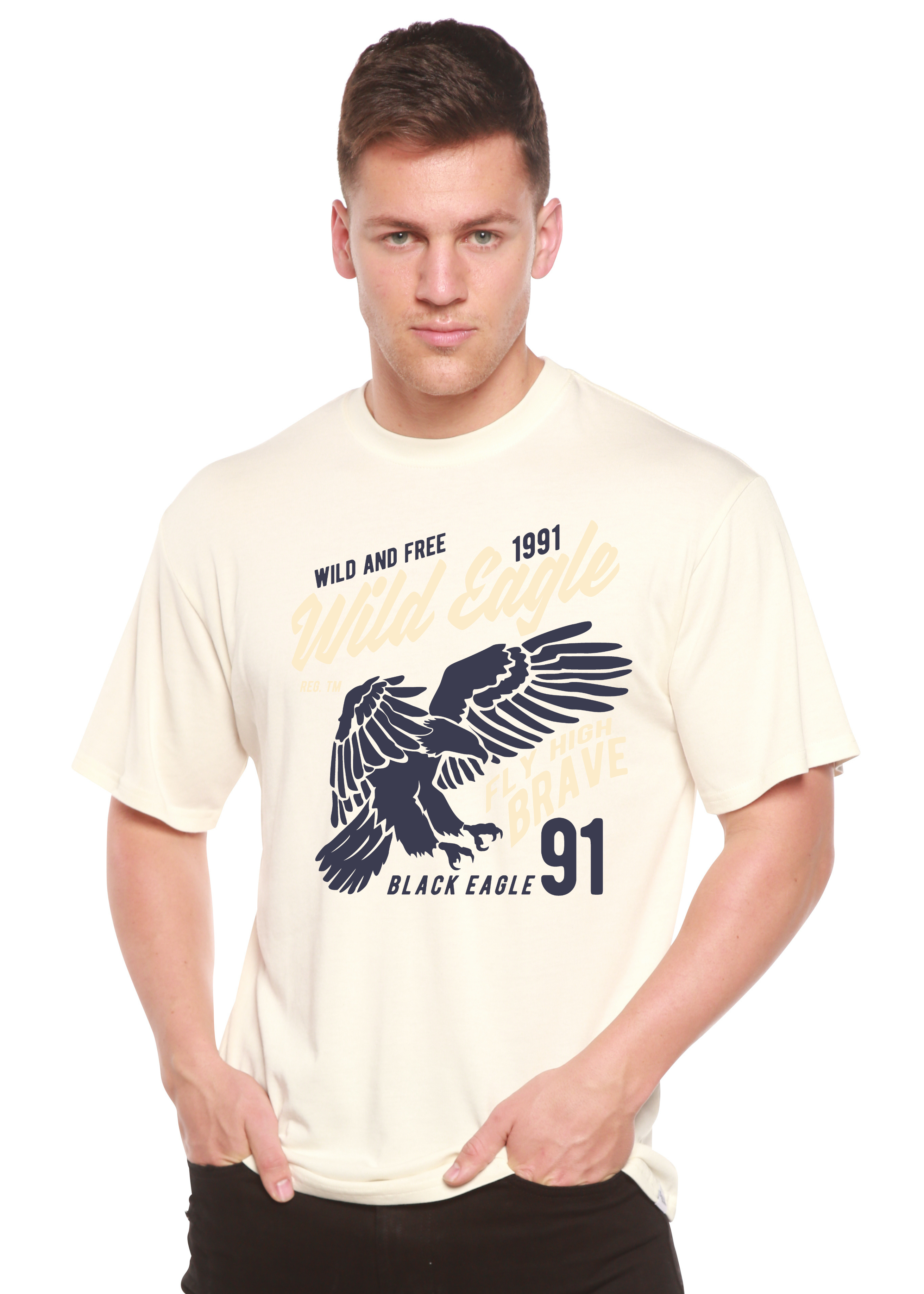 Spun Bamboo Wild Eagle Spun Bamboo® Men's Bamboo Viscose/Organic Cotton Short Sleeve Graphic T-Shirt — in-use photo