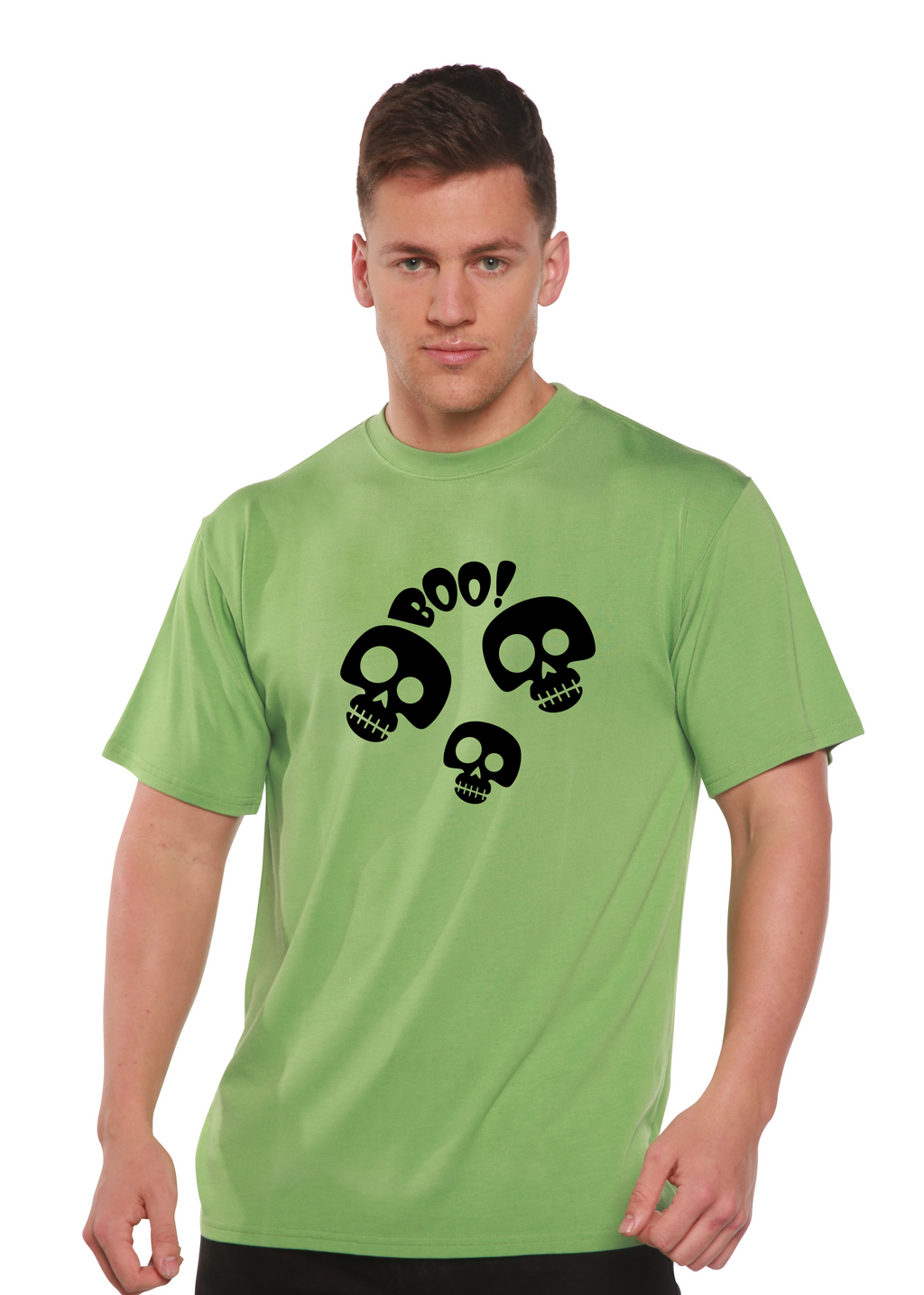 Spun Bamboo Halloween Boo Unisex Bamboo Viscose/Organic Cotton Short Sleeve Graphic T-Shirt — fabric or material detail