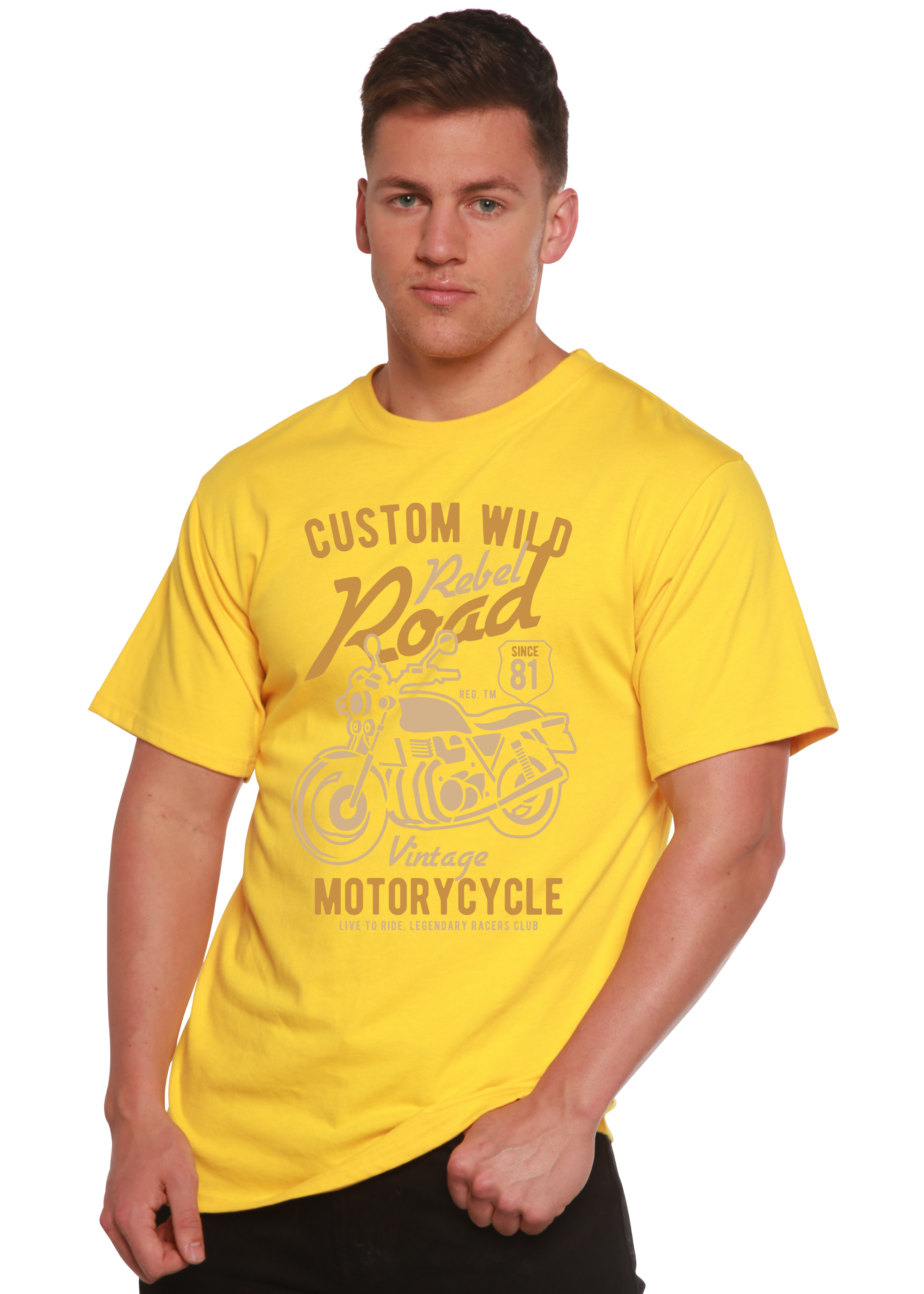 Spun Bamboo Custom Wild Men's Bamboo Viscose/Organic Cotton Short Sleeve Graphic T-Shirt — color detail