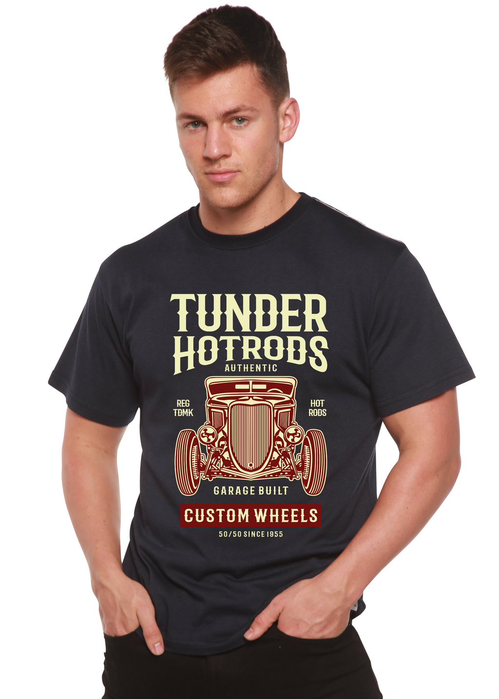 Spun Bamboo Thunder Hot Spun Bamboo® Men's Bamboo Viscose/Organic Cotton Short Sleeve Graphic T-Shirt — detail close-up