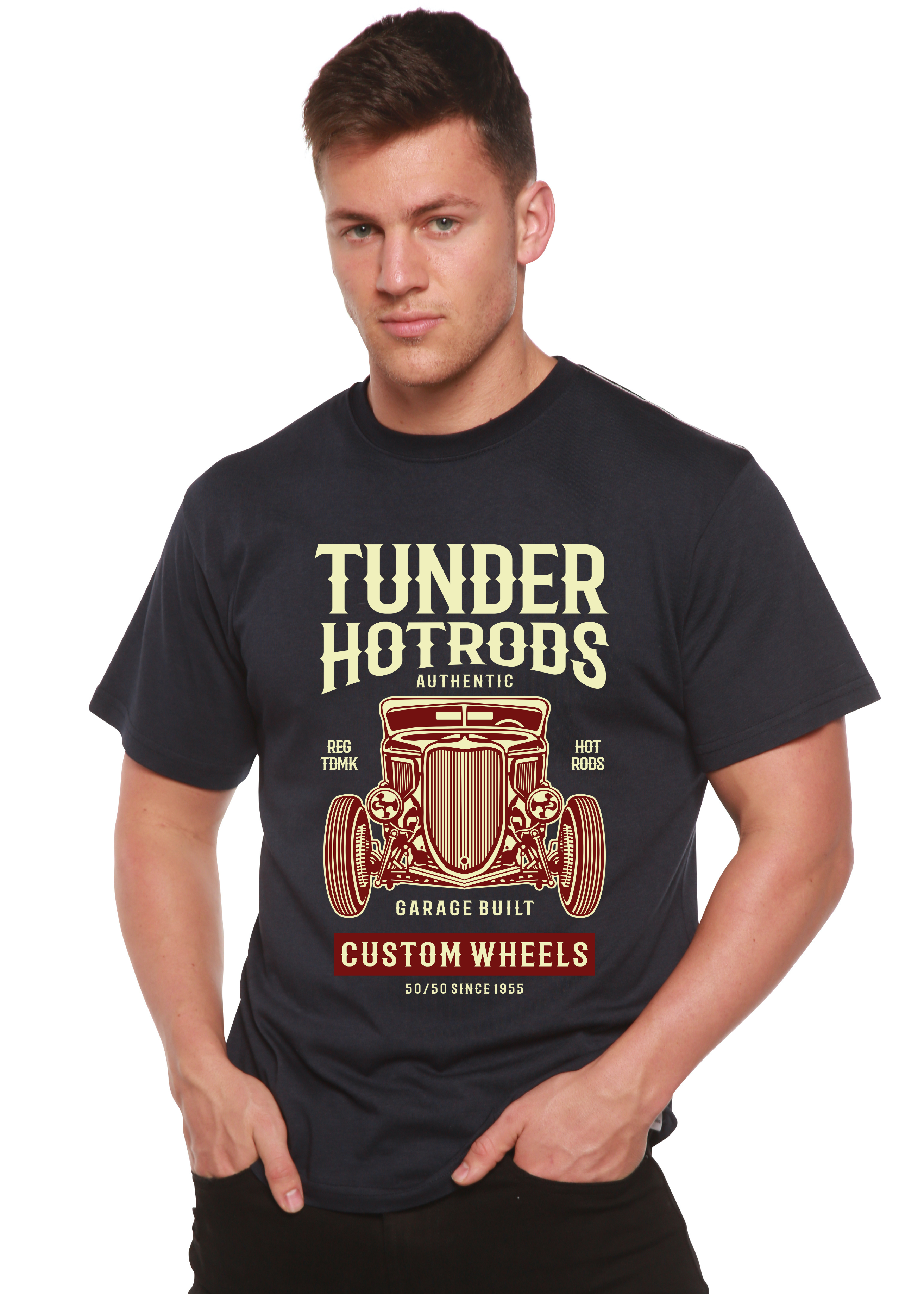 Spun Bamboo Thunder Hot Spun Bamboo® Men's Bamboo Viscose/Organic Cotton Short Sleeve Graphic T-Shirt — detail close-up