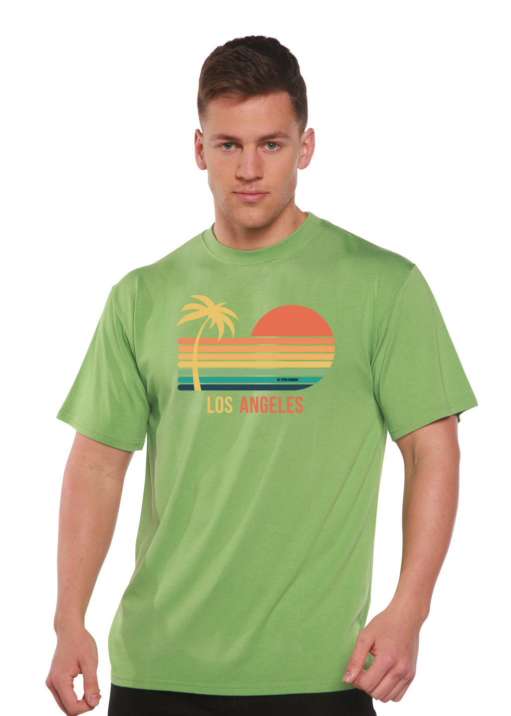 Spun Bamboo Los Angeles Unisex Bamboo Viscose/Organic Cotton Short Sleeve Graphic T-Shirt — fabric or material detail