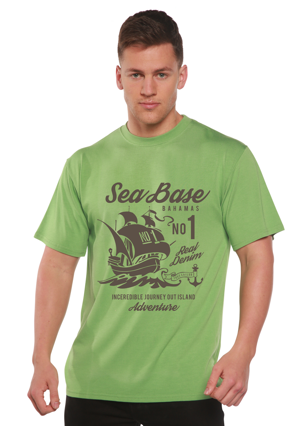 Spun Bamboo Sea Base Spun Bamboo® Men's Bamboo Viscose/Organic Cotton Short Sleeve Graphic T-Shirt — detail close-up