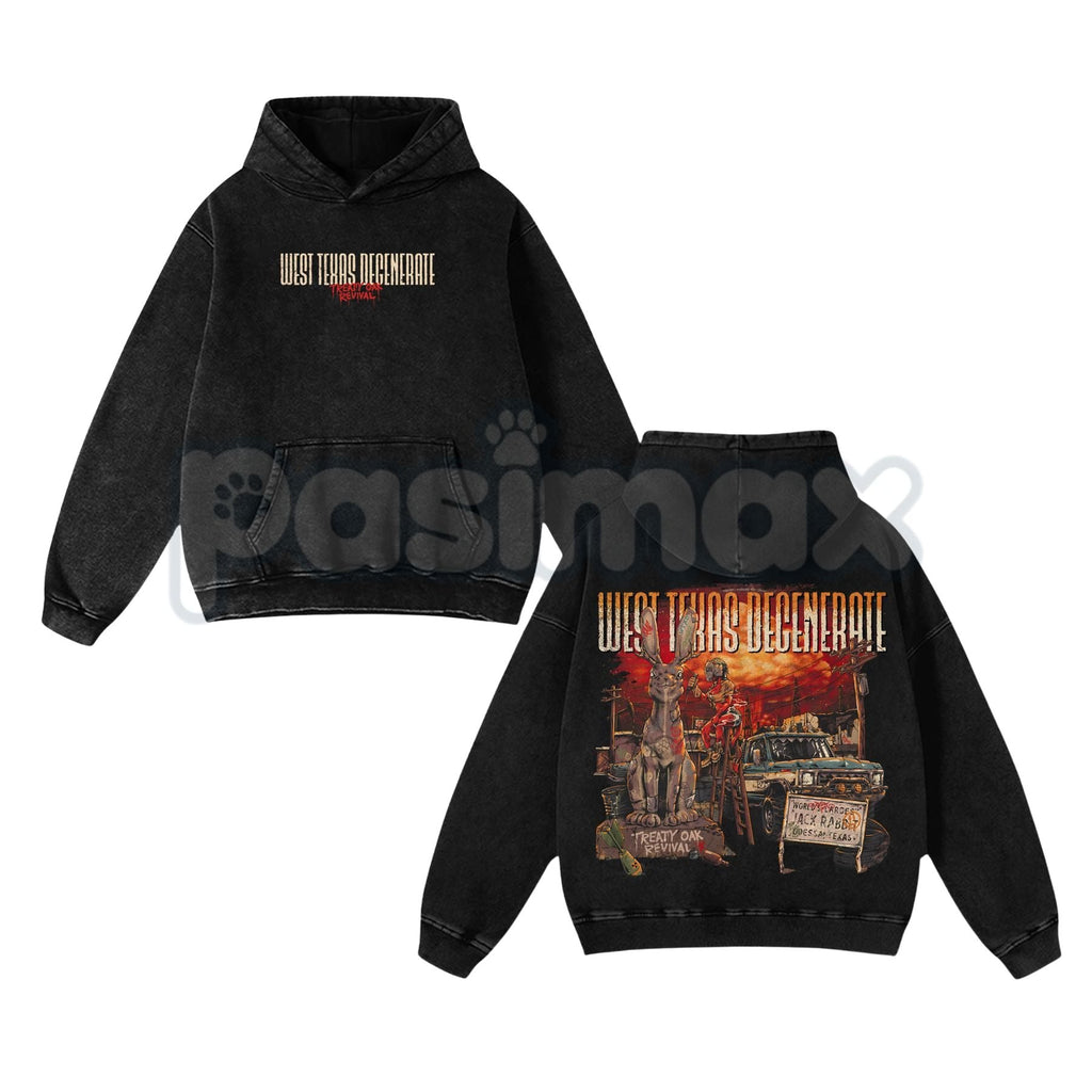 Pasimax Treaty Oak Revival "West Texas Degenerate" Retro T-Shirt – Washed Heavy Cotton Band Tee — lifestyle context