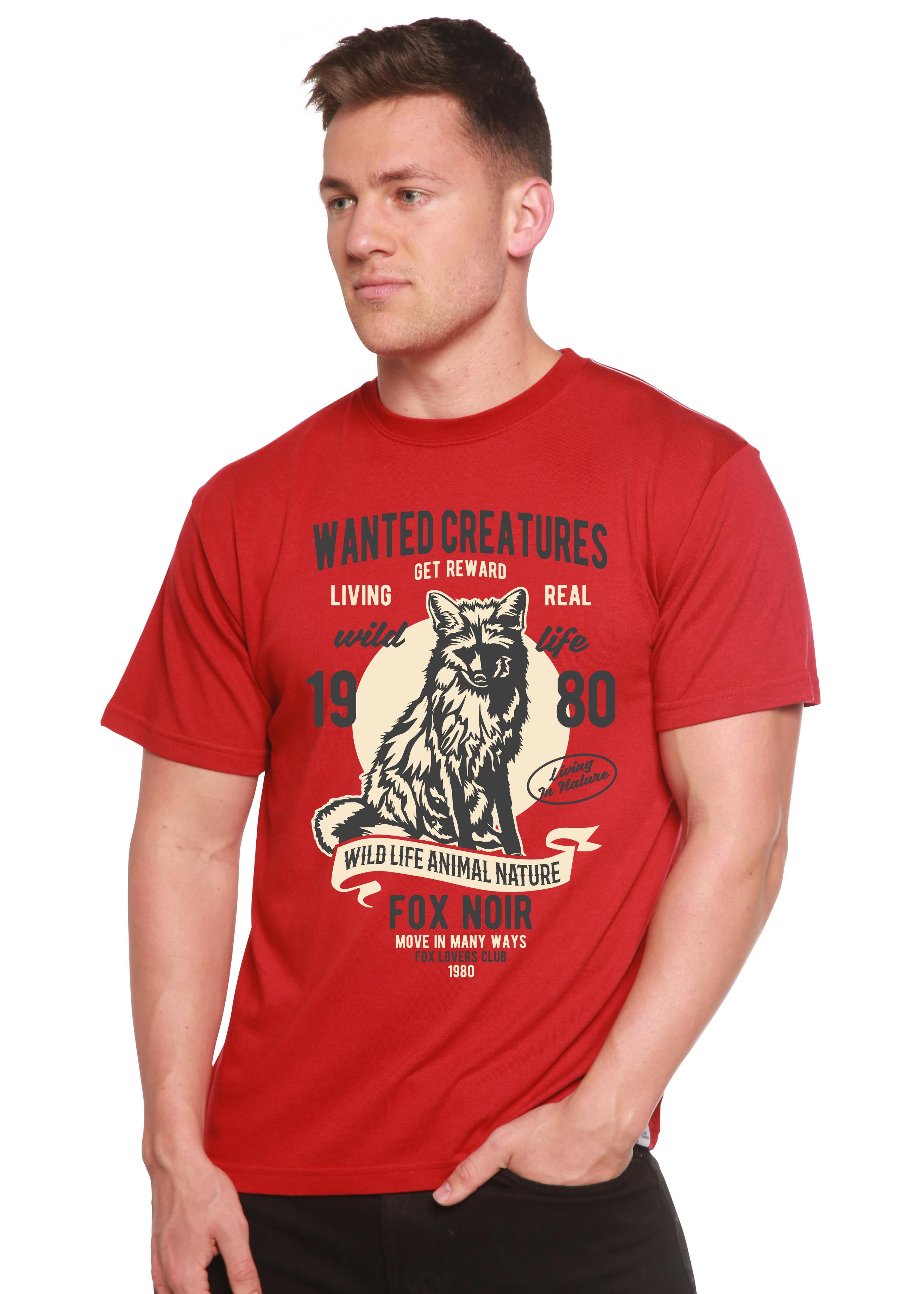 Spun Bamboo Wanted Creature Spun Bamboo® Men's Bamboo Viscose/Organic Cotton Short Sleeve Graphic T-Shirt — in-use photo