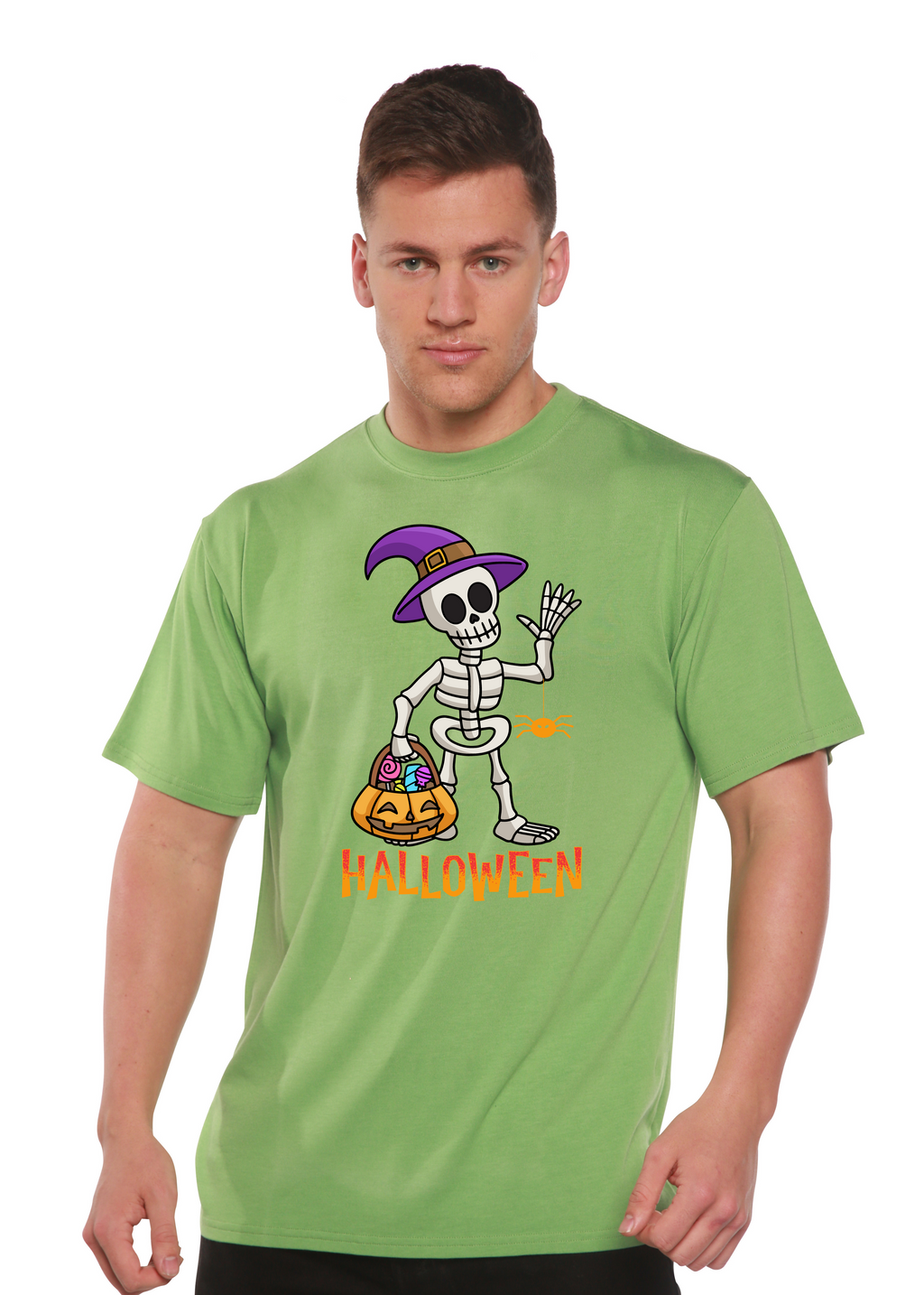 Spun Bamboo Happy Halloween Unisex Bamboo Viscose/Organic Cotton Short Sleeve Graphic T-Shirt — feature highlight