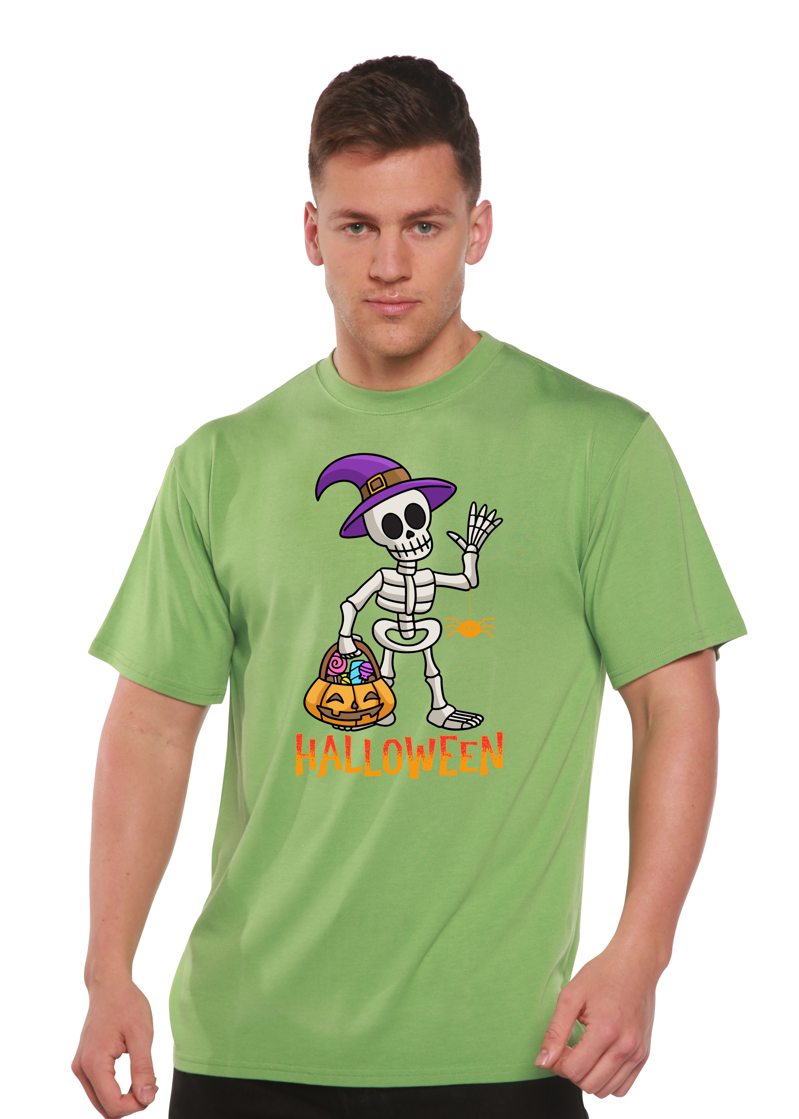 Spun Bamboo Happy Halloween Unisex Bamboo Viscose/Organic Cotton Short Sleeve Graphic T-Shirt — feature highlight