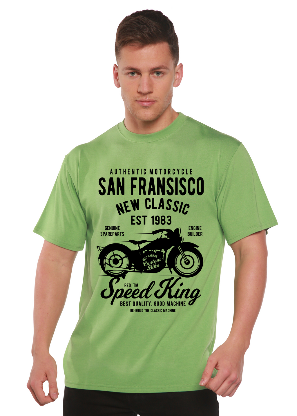 Spun Bamboo San Fransisco Spun Bamboo® Men's Bamboo Viscose/Organic Cotton Short Sleeve Graphic T-Shirt — detail close-up