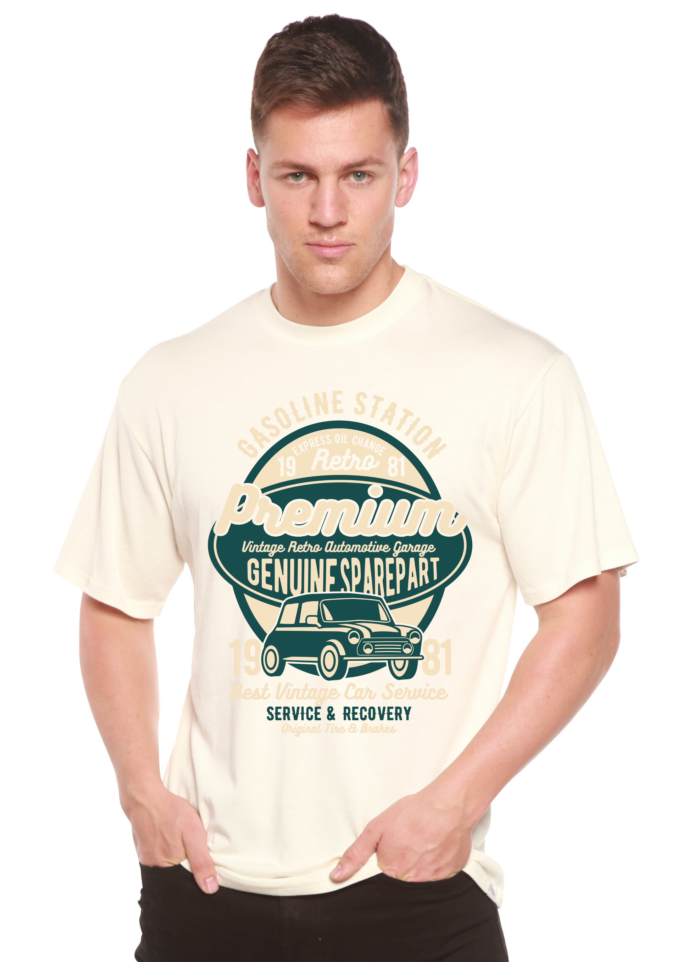 Spun Bamboo Premium Garage Spun Bamboo® Men's Bamboo Viscose/Organic Cotton Short Sleeve Graphic T-Shirt — in-use photo