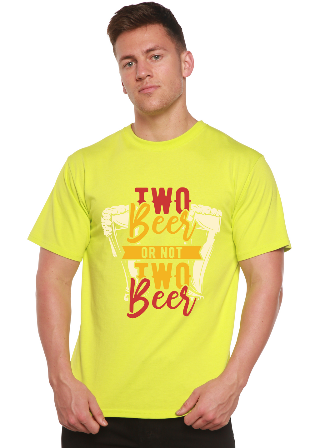 Spun Bamboo Two Beer Men's Bamboo Viscose/Organic Cotton Short Sleeve Graphic T-Shirt — size reference
