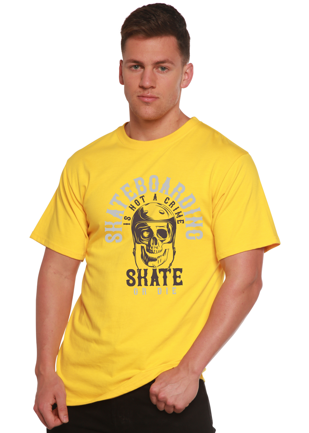 Spun Bamboo Skate Boarding Men's Bamboo Viscose/Organic Cotton Short Sleeve Graphic T-Shirt — in-use photo