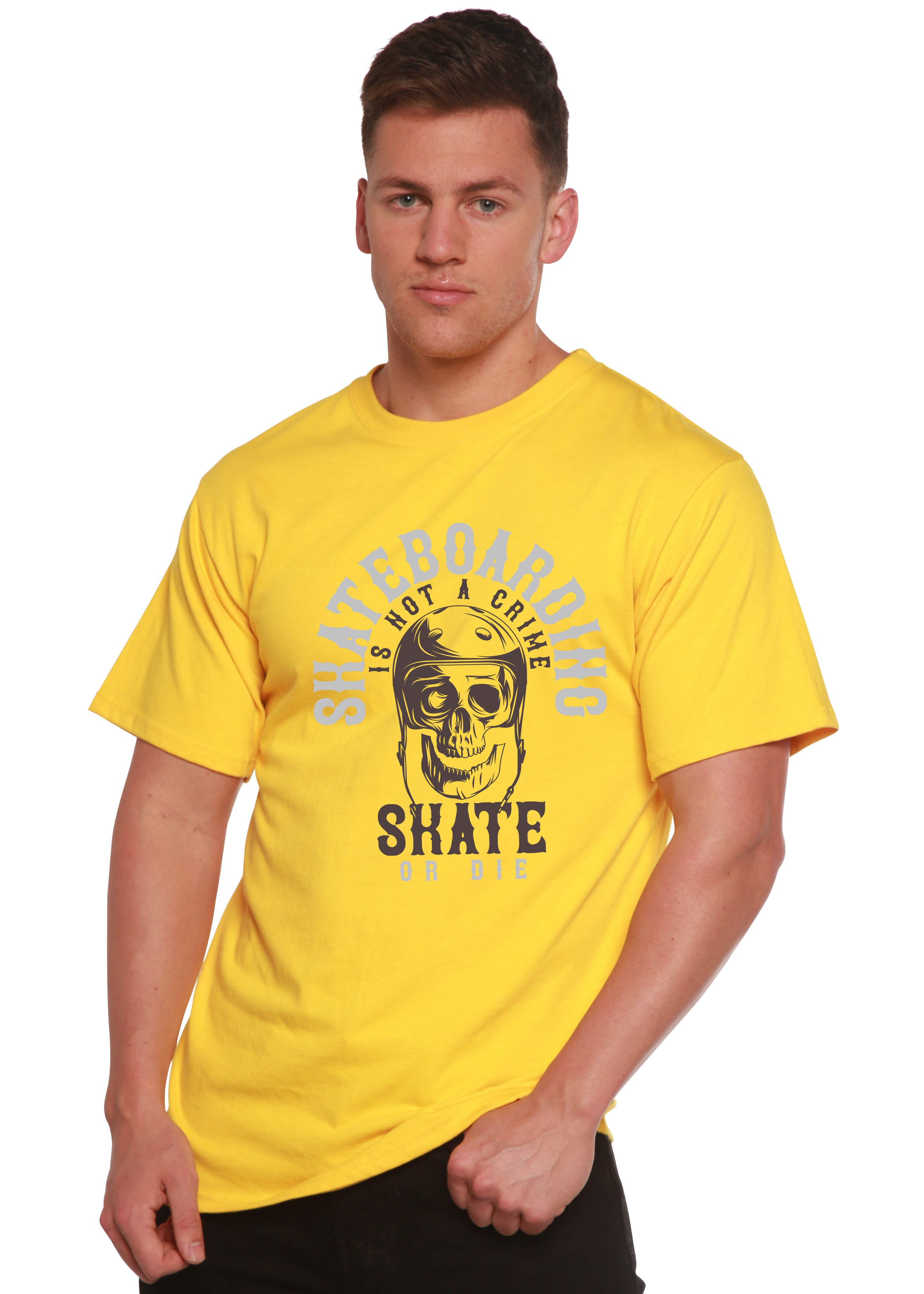 Spun Bamboo Skate Boarding Men's Bamboo Viscose/Organic Cotton Short Sleeve Graphic T-Shirt — in-use photo