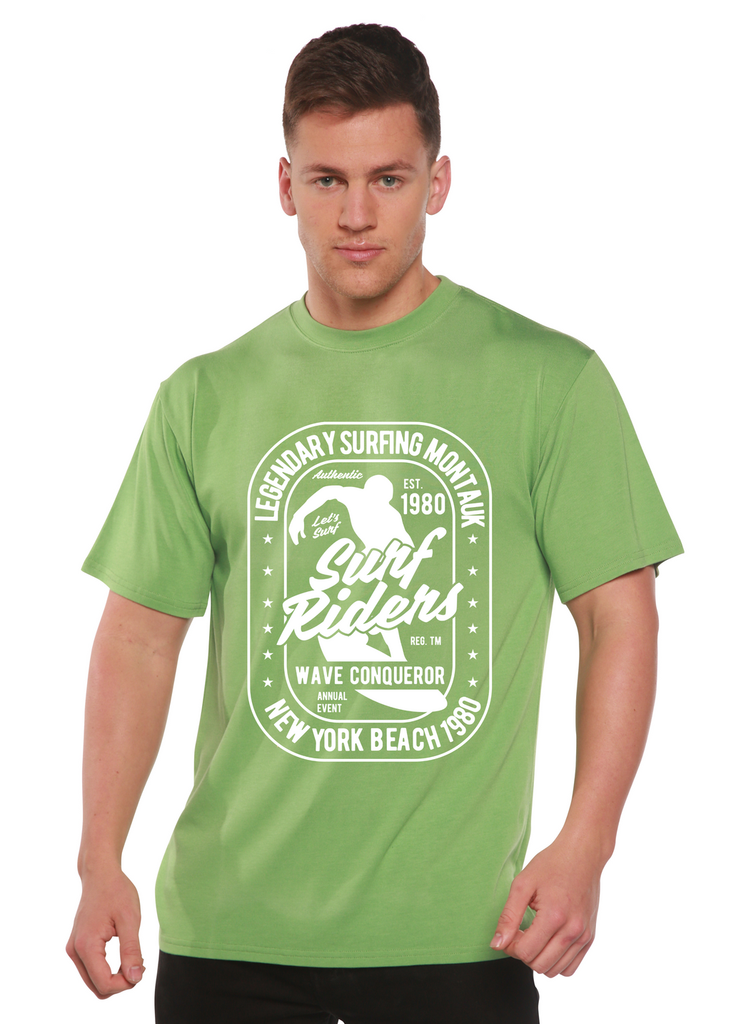 Spun Bamboo Surf Rider Spun Bamboo® Men's Bamboo Viscose/Organic Cotton Short Sleeve Graphic T-Shirt — in-use photo