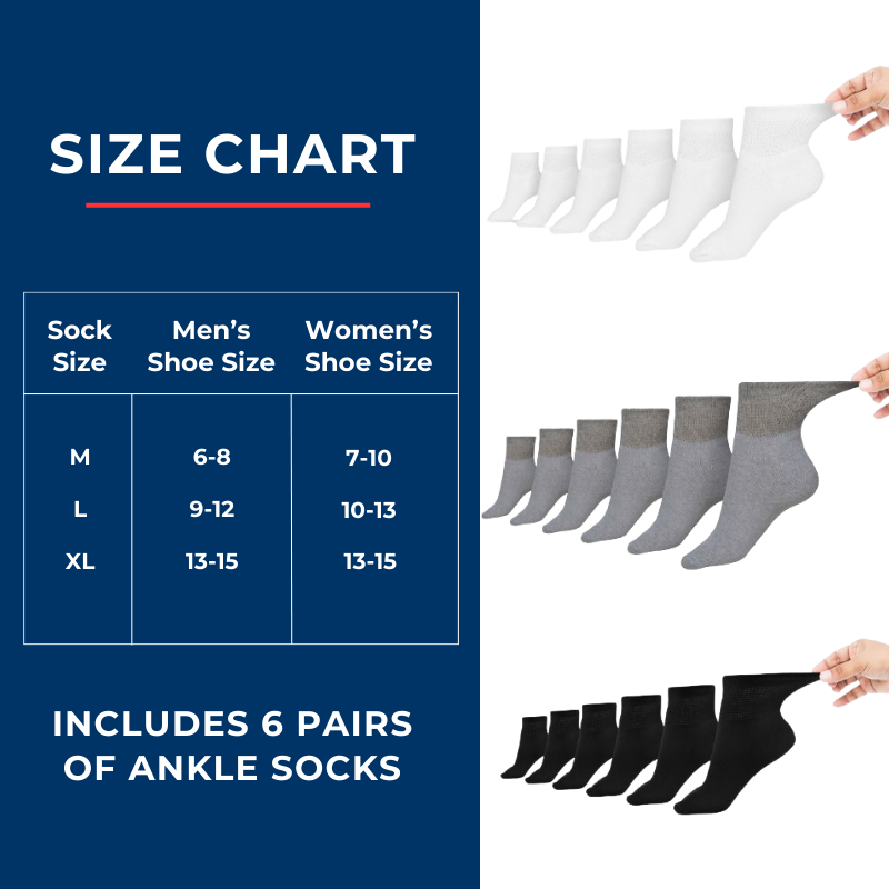 DSC Women's Cotton Diabetic Ankle Socks (6 Pair) — color detail