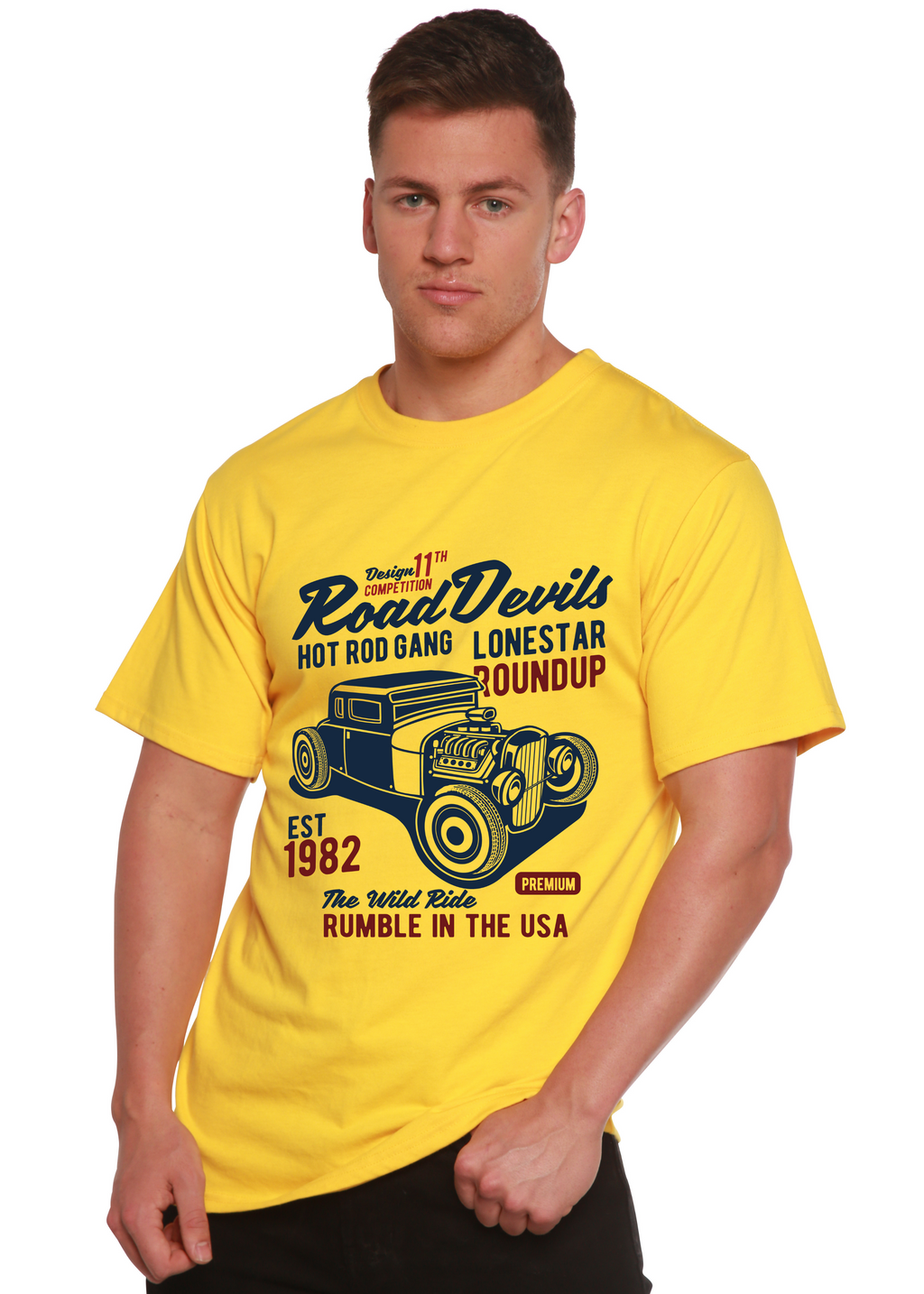 Spun Bamboo Road Devils Spun Bamboo® Men's Bamboo Viscose/Organic Cotton Short Sleeve Graphic T-Shirt — side view