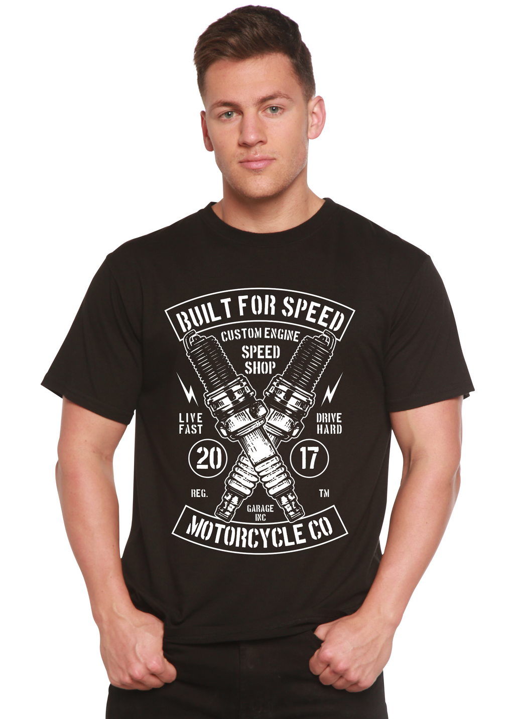 Spun Bamboo Built For Speed Men's Bamboo Viscose/Organic Cotton Short Sleeve Graphic T-Shirt — main product shot