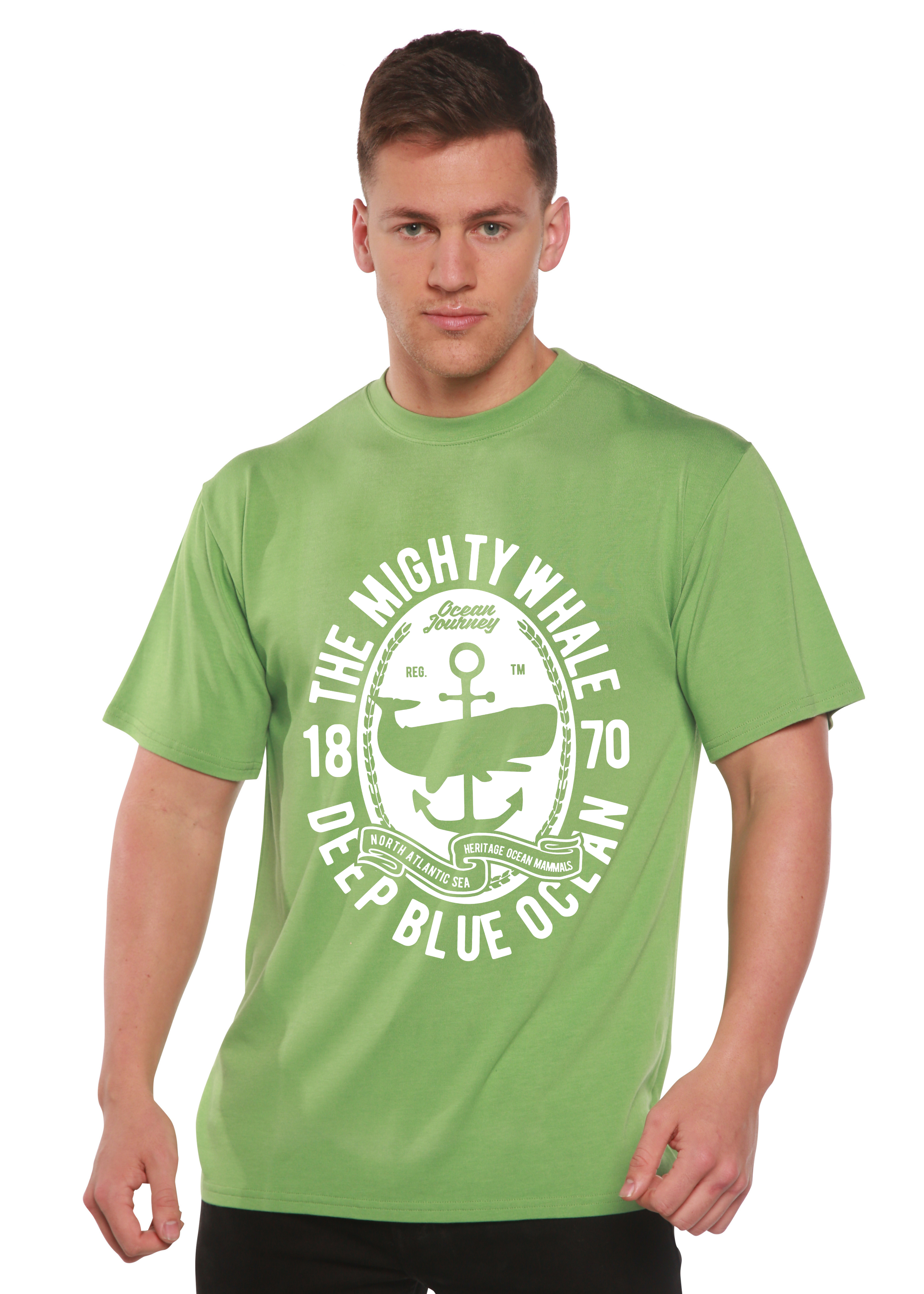 Spun Bamboo The Mighty Spun Bamboo® Men's Bamboo Viscose/Organic Cotton Short Sleeve Graphic T-Shirt — in-use photo
