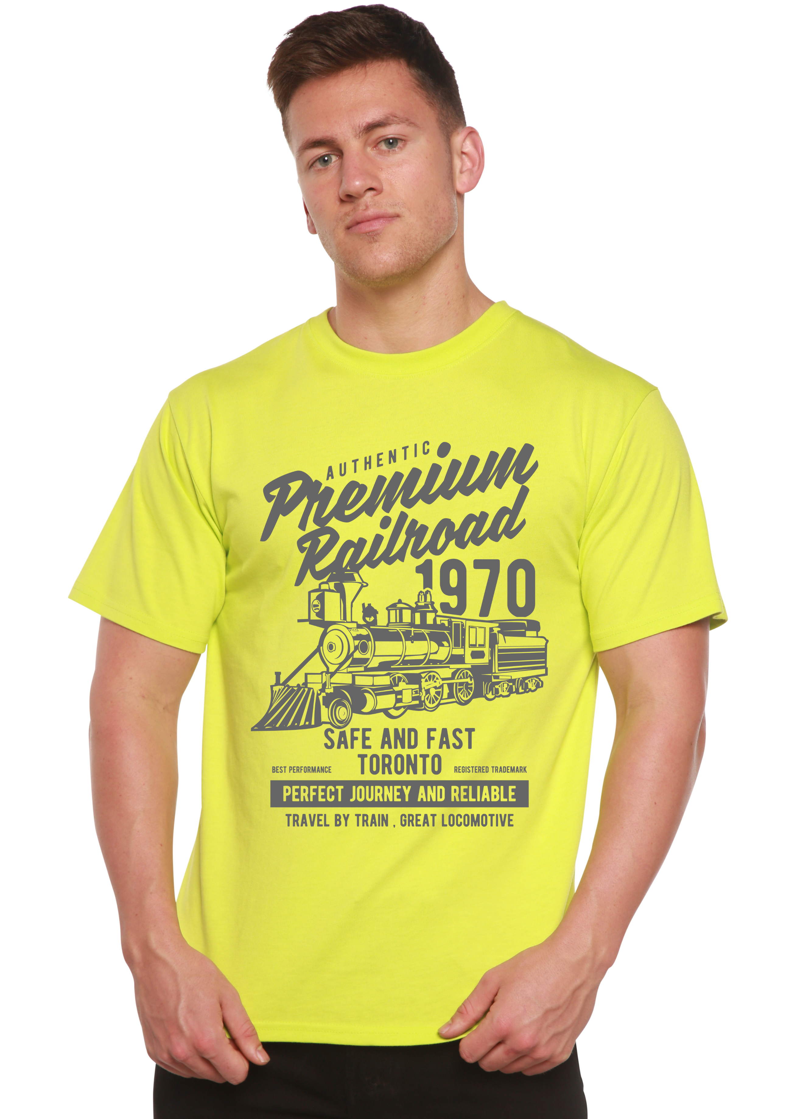 Spun Bamboo Premium Railroad Spun Bamboo® Men's Bamboo Viscose/Organic Cotton Short Sleeve Graphic T-Shirt — detail close-up