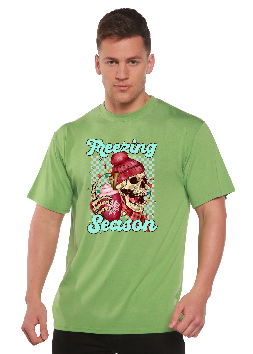 Spun Bamboo Freezing Season Unisex Bamboo Viscose/Organic Cotton Short Sleeve Graphic T-Shirt — comparison shot