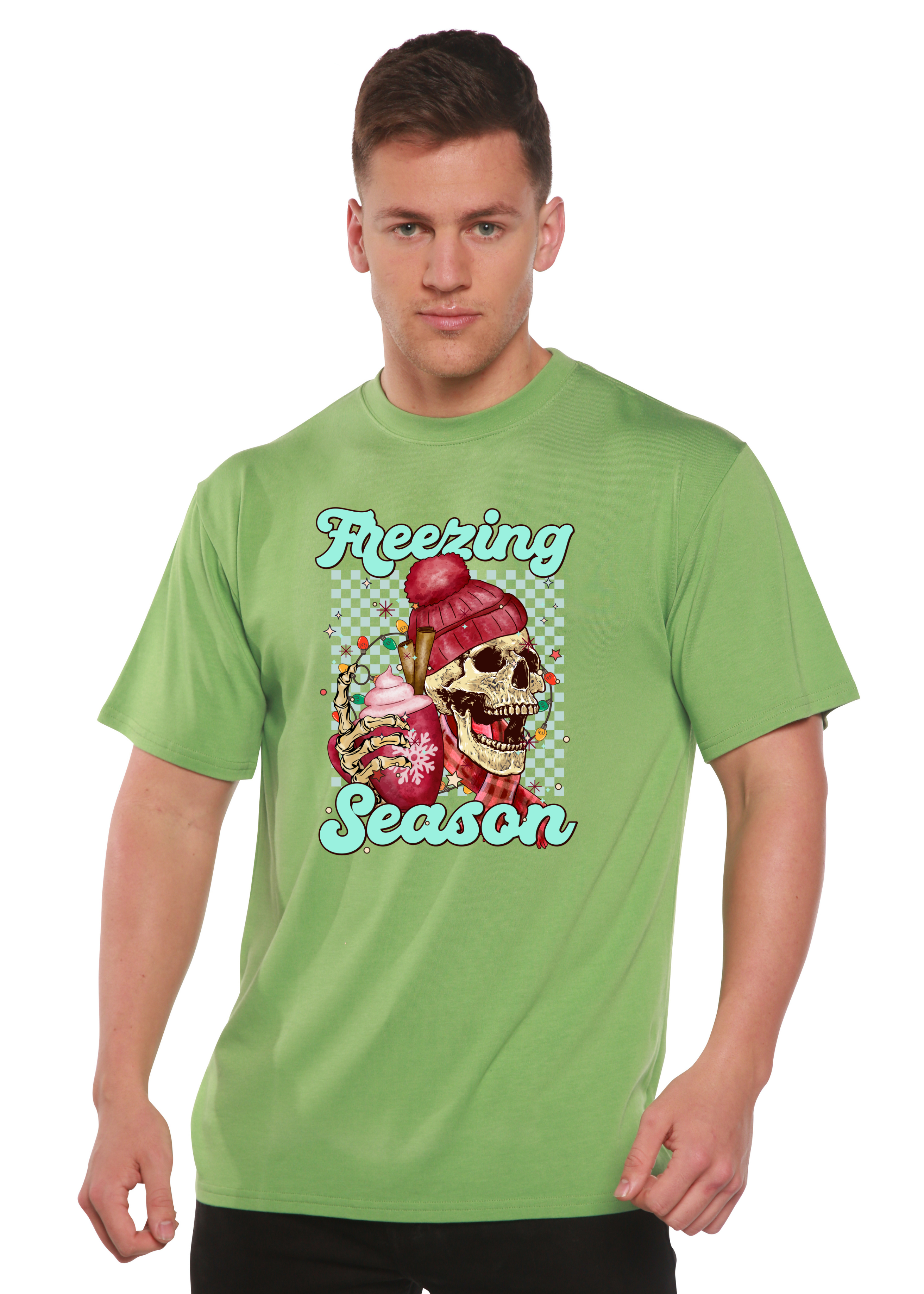 Spun Bamboo Freezing Season Unisex Bamboo Viscose/Organic Cotton Short Sleeve Graphic T-Shirt — comparison shot