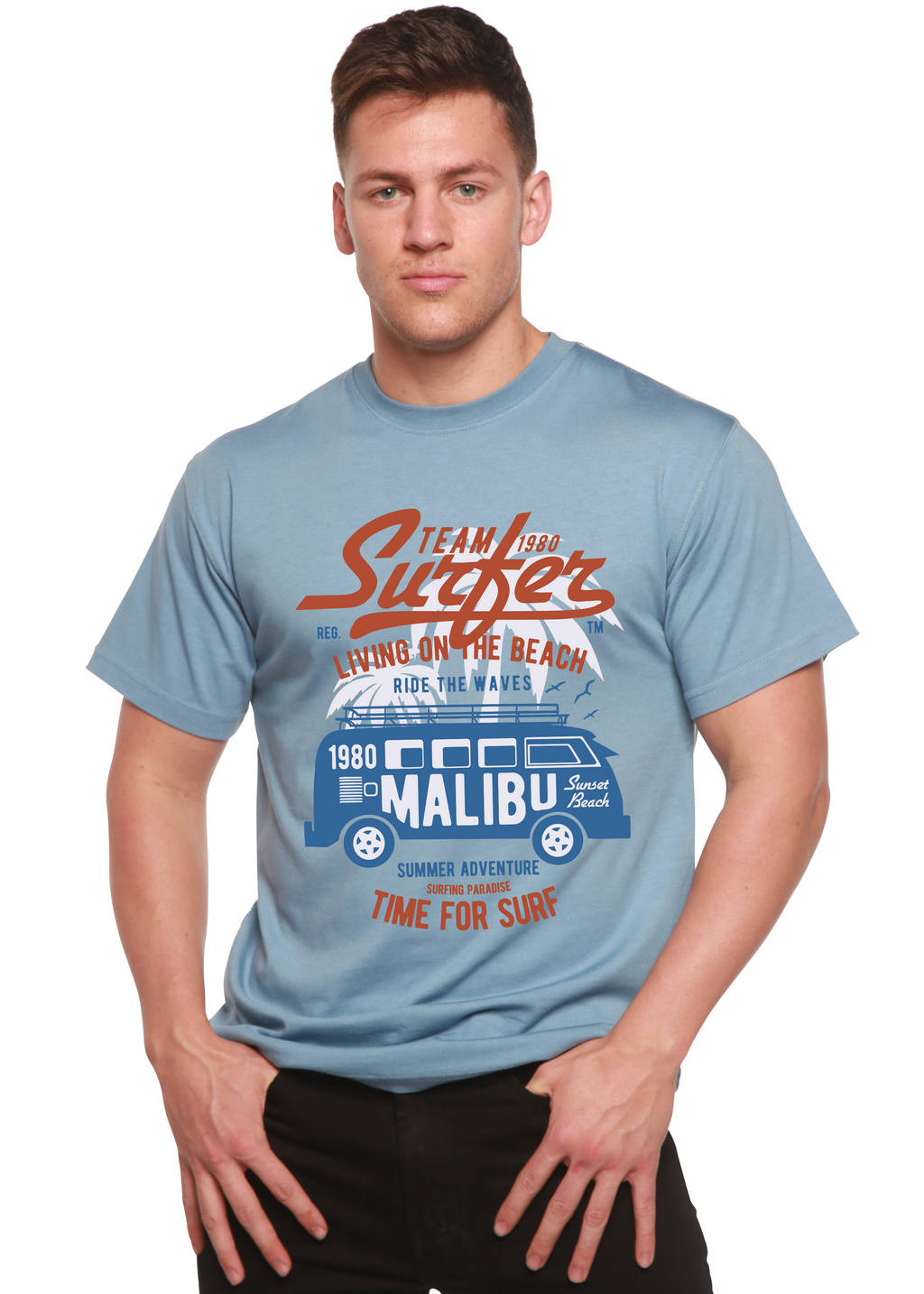 Spun Bamboo Team Surfer Spun Bamboo® Men's Bamboo Viscose/Organic Cotton Short Sleeve Graphic T-Shirt — in-use photo
