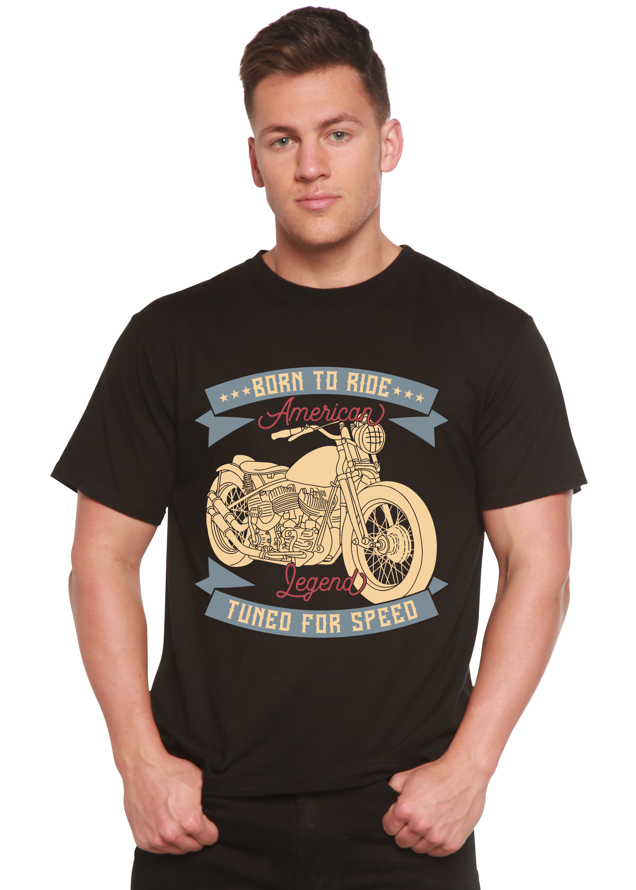 Spun Bamboo Born To Ride American Legend Men's Bamboo Viscose/Organic Cotton Short Sleeve Graphic T-Shirt — main product shot