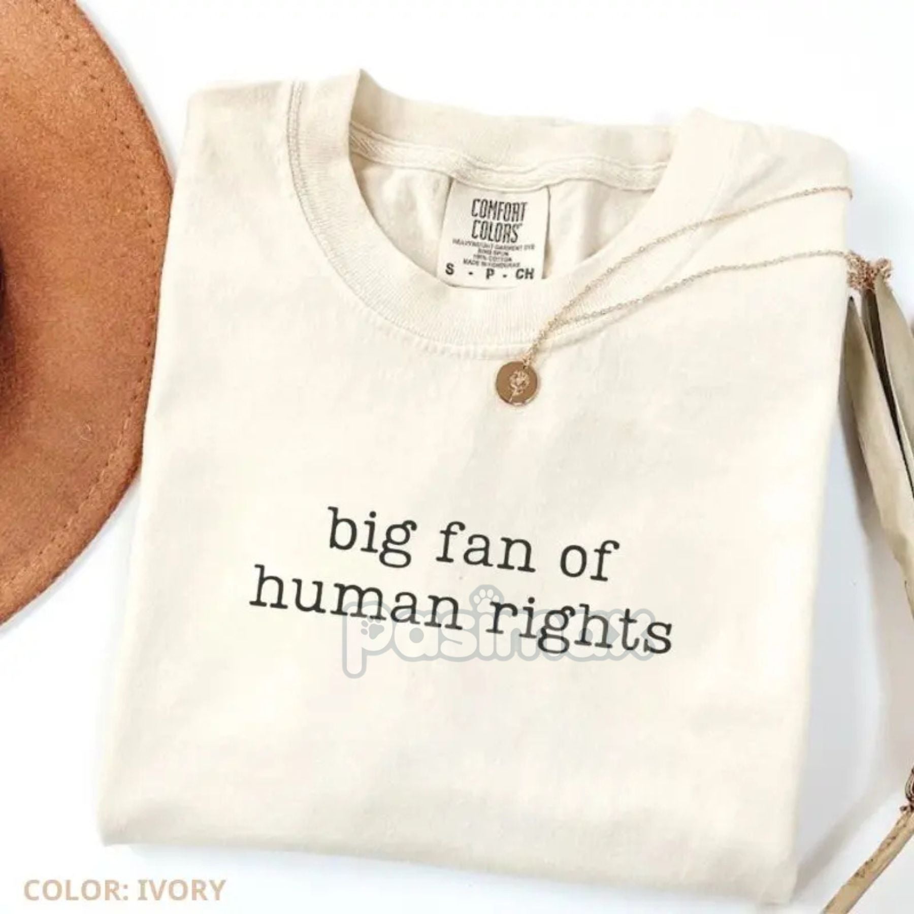 Pasimax Comfort Colors® 'Big Fan of Human Rights' T-Shirt — in-use photo