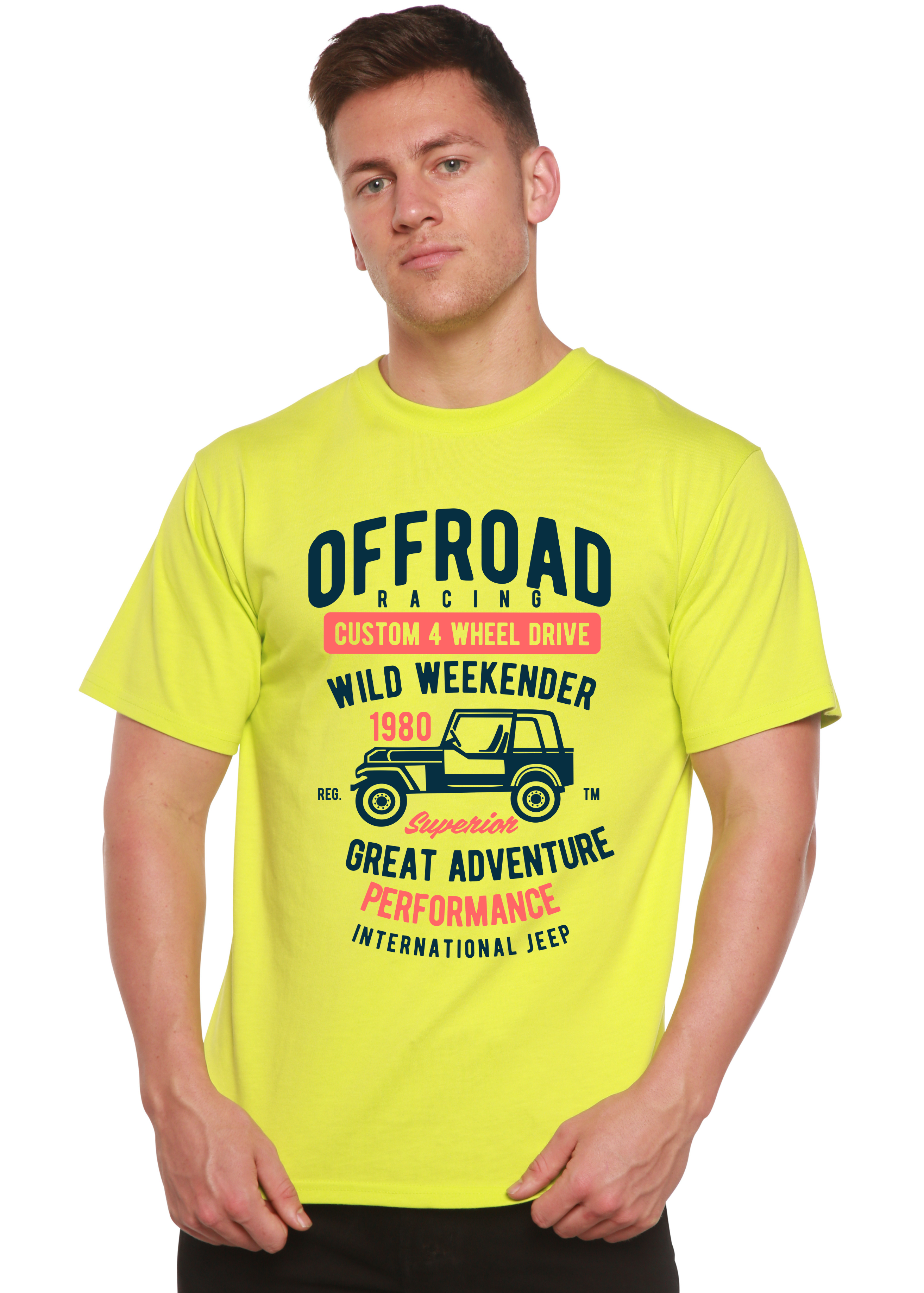 Spun Bamboo Off Road Racing Spun Bamboo® Men's Bamboo Viscose/Organic Cotton Short Sleeve Graphic T-Shirt — detail close-up