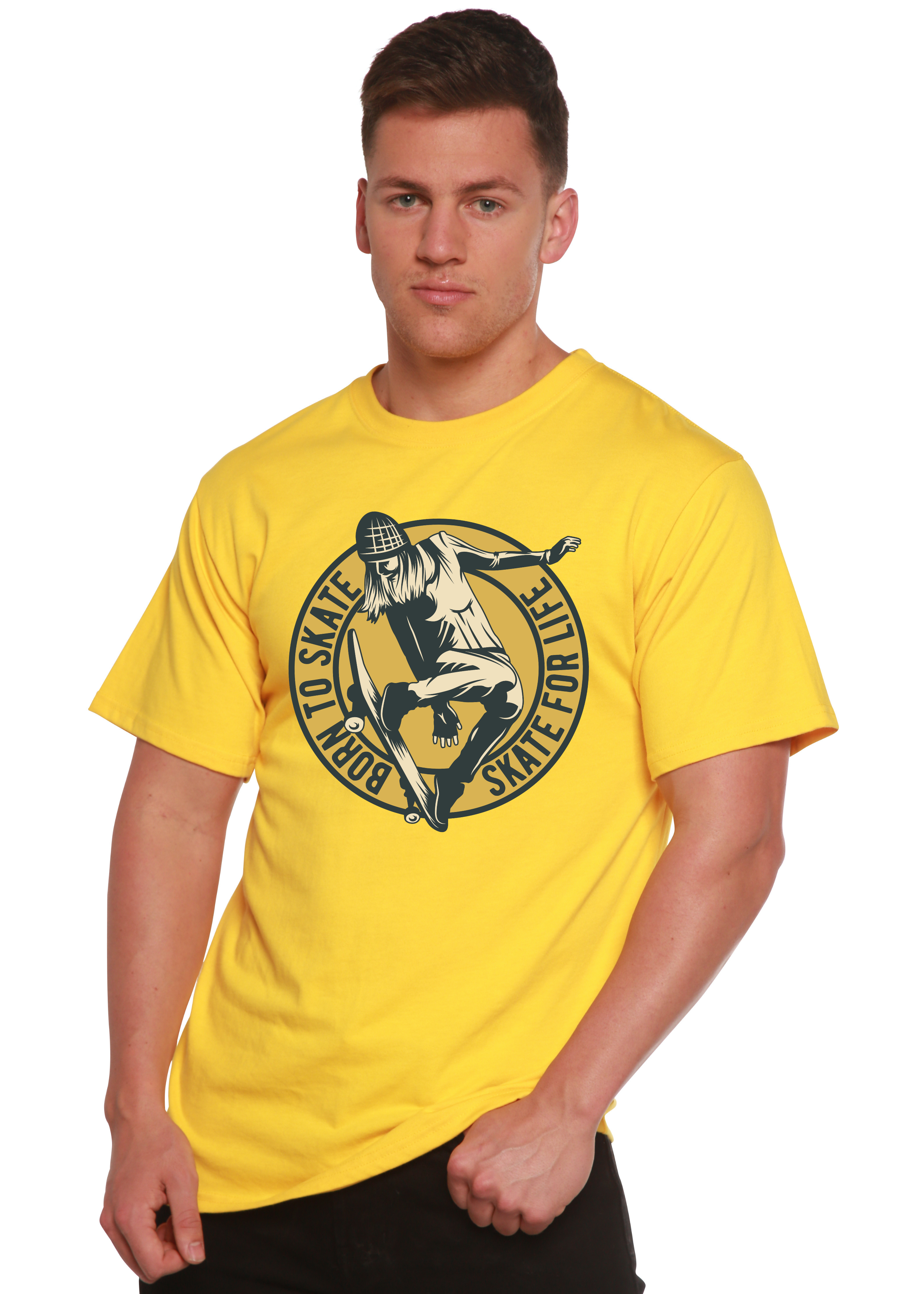 Spun Bamboo Skate For Life Men's Bamboo Viscose/Organic Cotton Short Sleeve Graphic T-Shirt — in-use photo