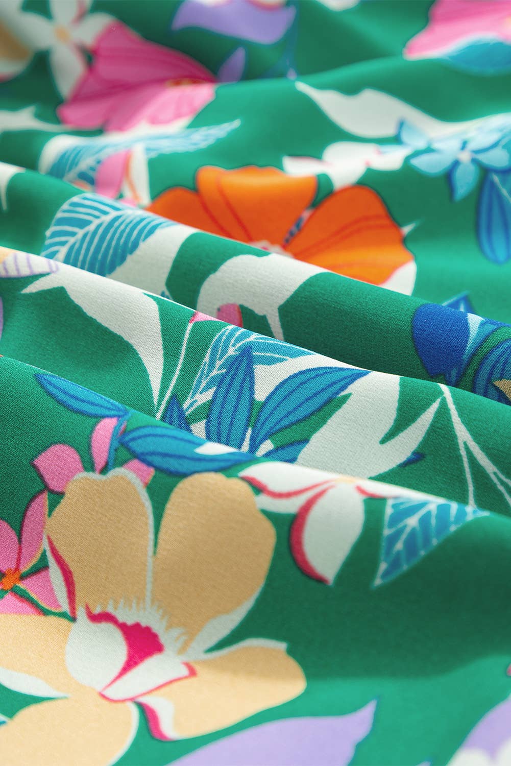 Pretty Little Patriot Pretty Little Patriot Floral Ruffle Green Tiered Maxi Dress — detail shot 6