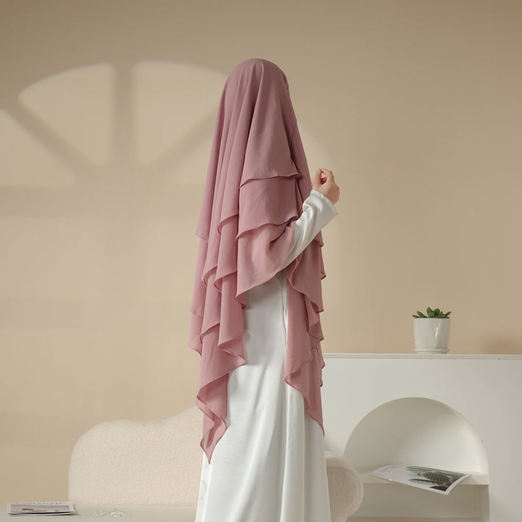 Mariam's Collection MK017 Scarf 3-Layer Long Khimar — fabric or material detail