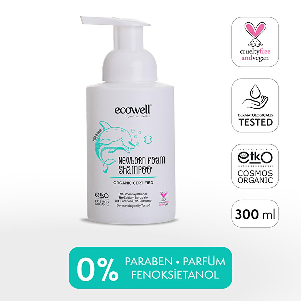 Ecowell Organic Baby Shampoo & Body Wash - Gentle, Fragrance-Free, Vegan & Cosmos Certified for Newborns