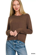 Zenana Lightweight Wool Blend Round Neck Sweater