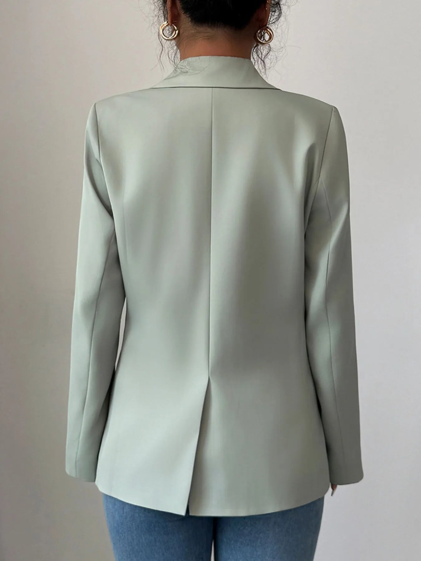 One Button Lapel Collar Blazer