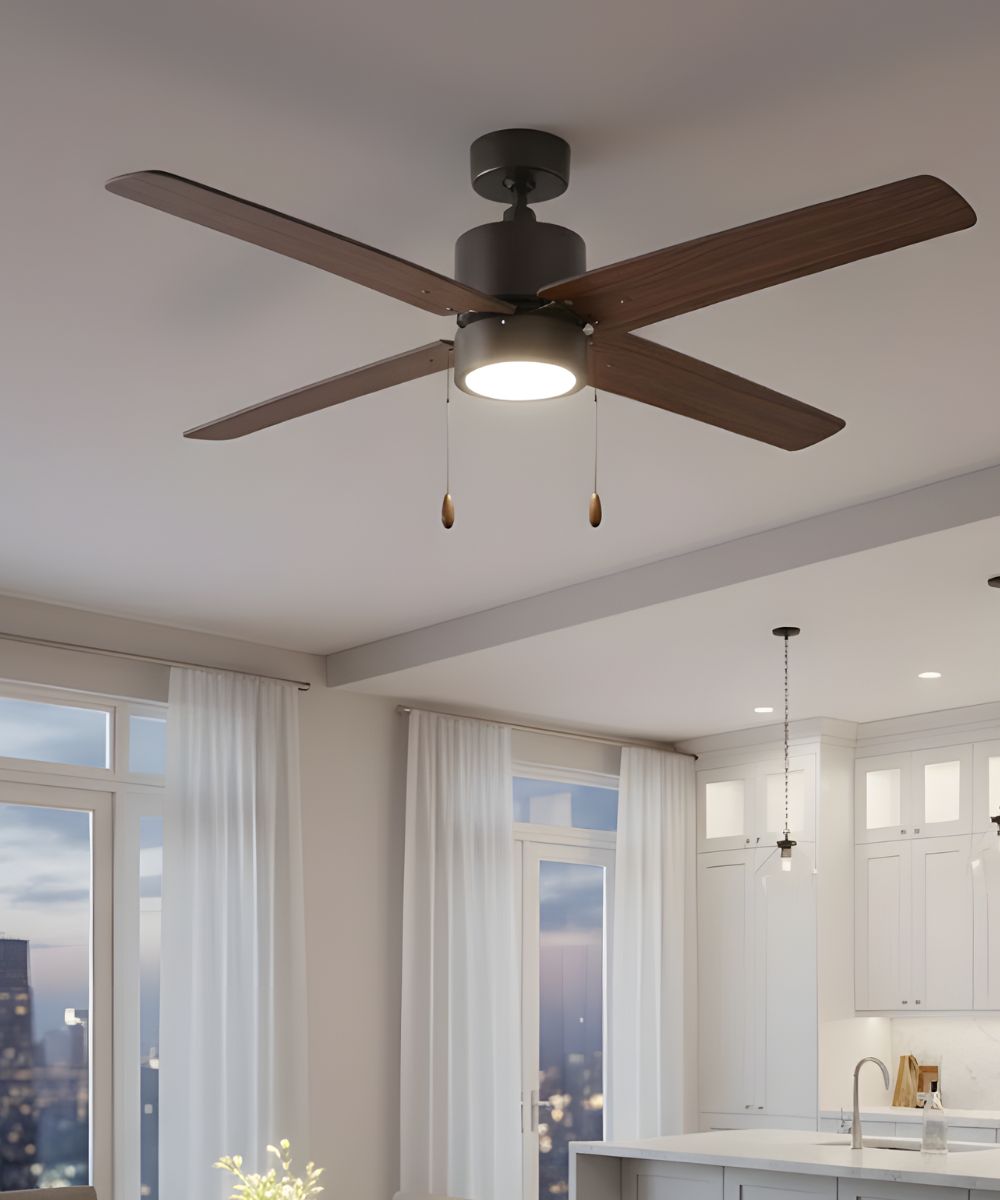 52" Aldea 4-Blade Ceiling Fan Oil Rubbed Bronze Motor Finish and Walnut Blade Finish with Integrated LED Light – LampsUSA, vi