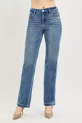RISEN Tummy Control 4way Stretch Mid Rise Straight Crease Line