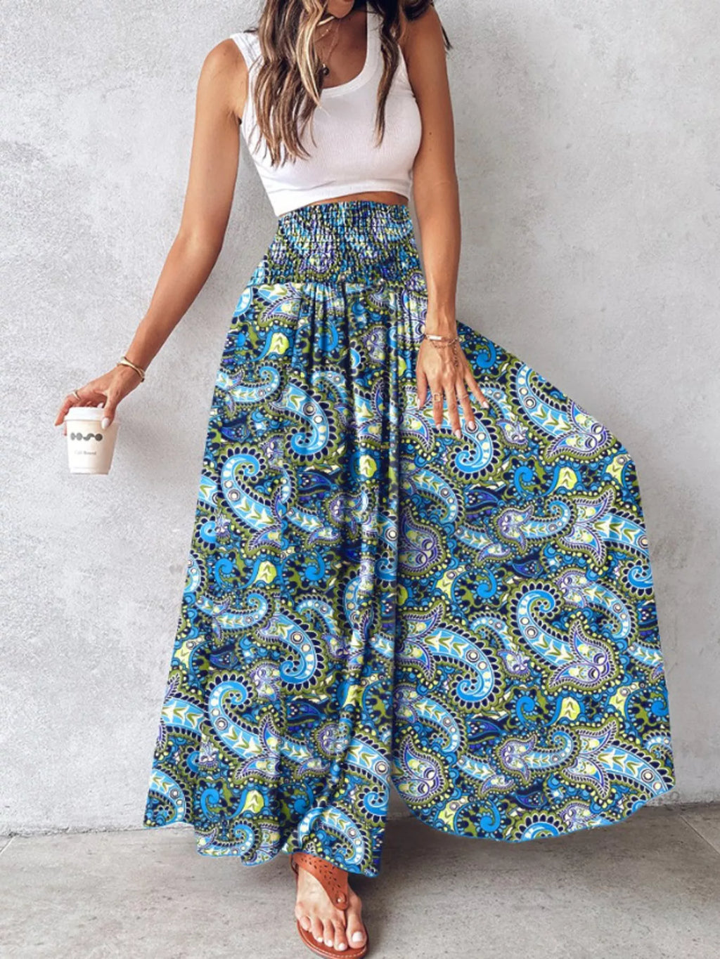 Printed Wide-Leg Pants