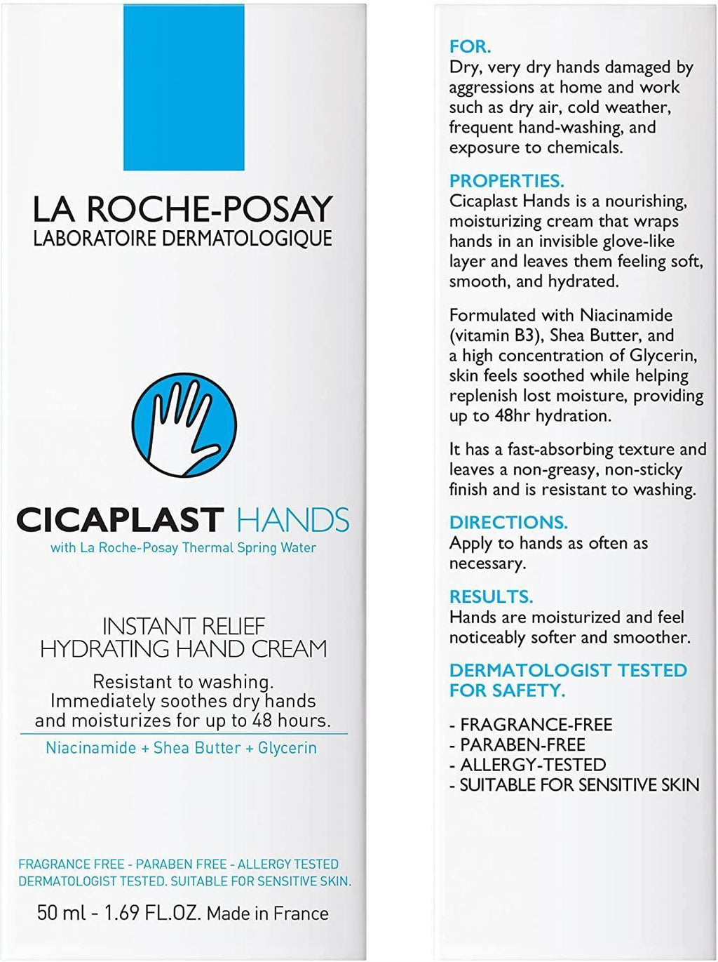 La Roche-Posay Cicaplast Mains: Repairing Hand Cream for Dry, Cracked Hands - Hypoallergenic Moisturizer for Sensitive Skin & Eczema Relief