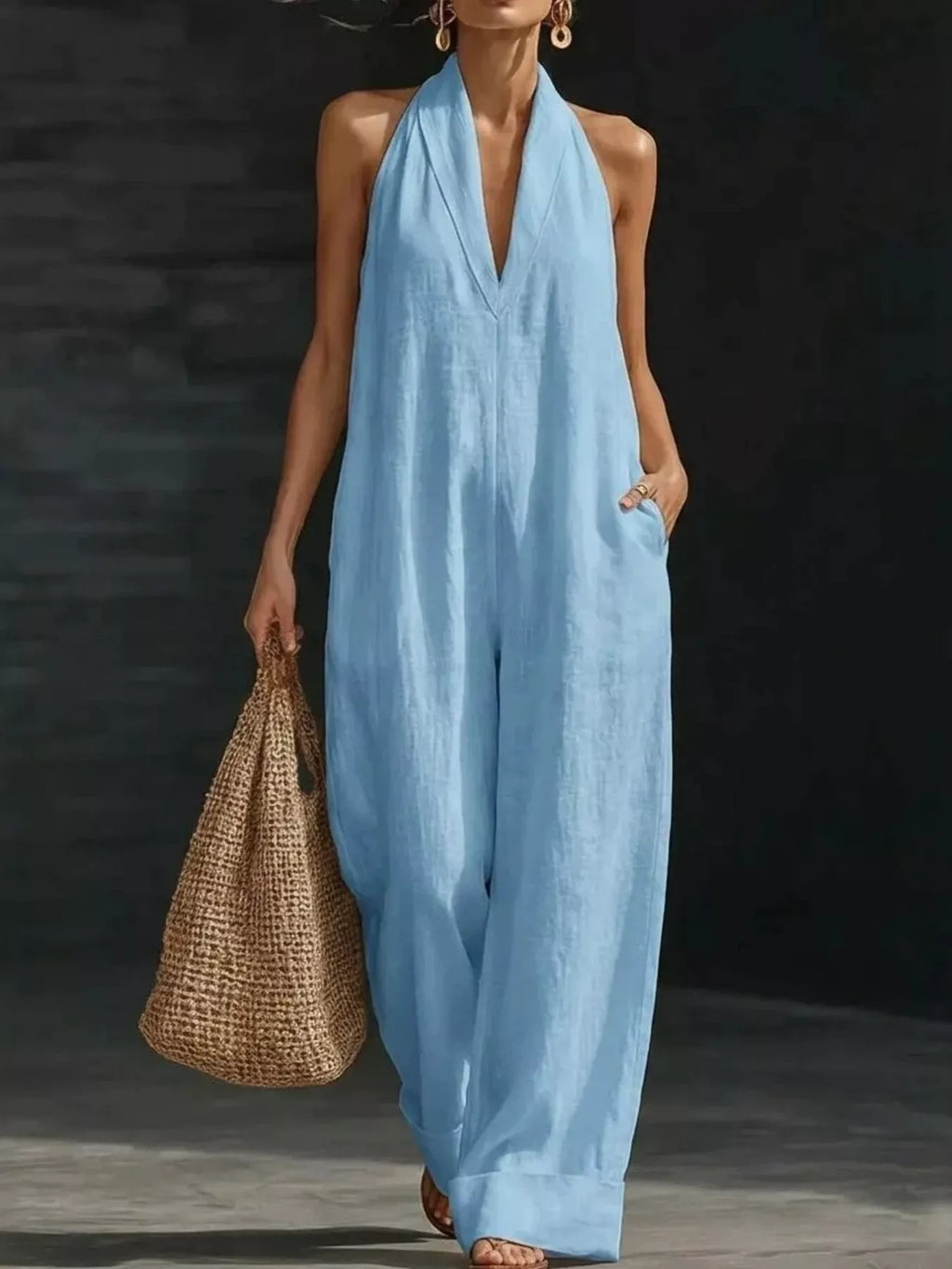 Halter Neck Wide-Leg Jumpsuit
