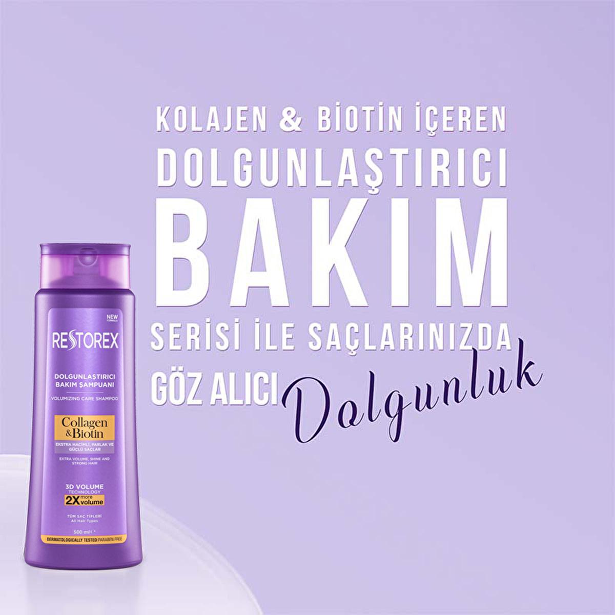 Restorex Collagen & Biotin Volumizing Hair Care Shampoo - 500ml, Nourishes & Strengthens Hair, Suitable for Daily Use