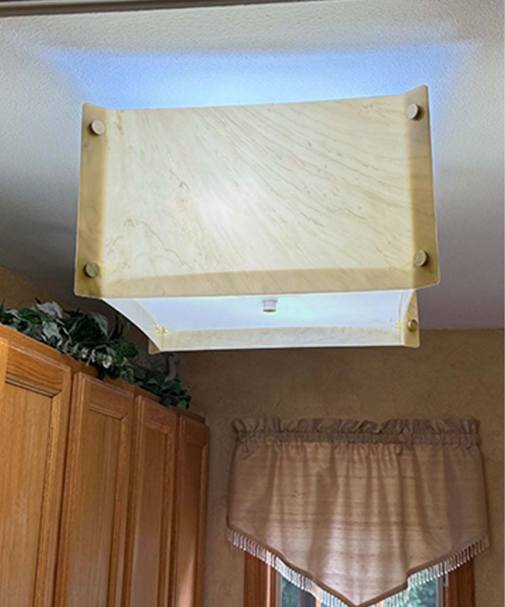 Pop Steady Flush Mount Conversion Kit 16"w Faux Marbled Alabaster Shade – LampsUSA, view 2