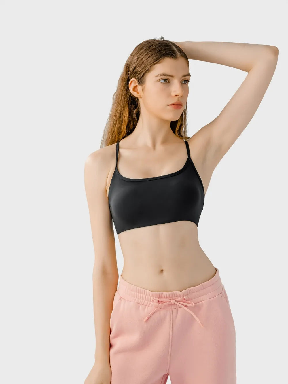 Millennia Crisscross Back Scoop Neck Active Cami with Detachable Chest Pads