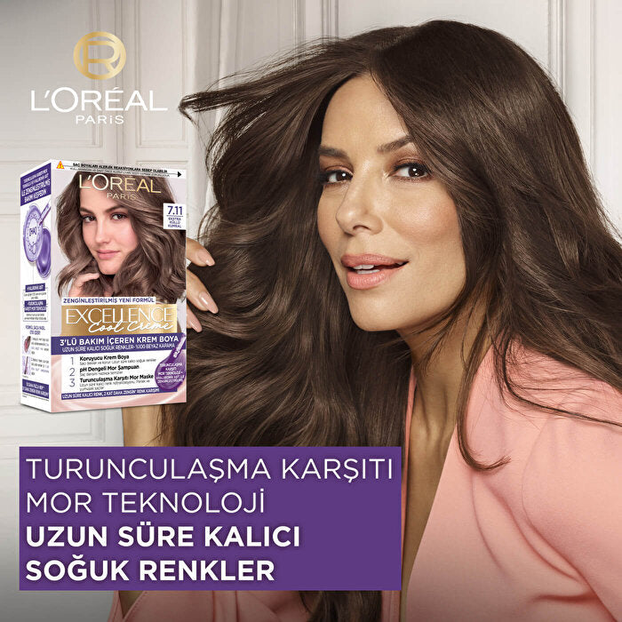 L'Oreal Paris Excellence Cool Creme Hair Color 7.11 - Extra Ash Brown | 100% Gray Coverage