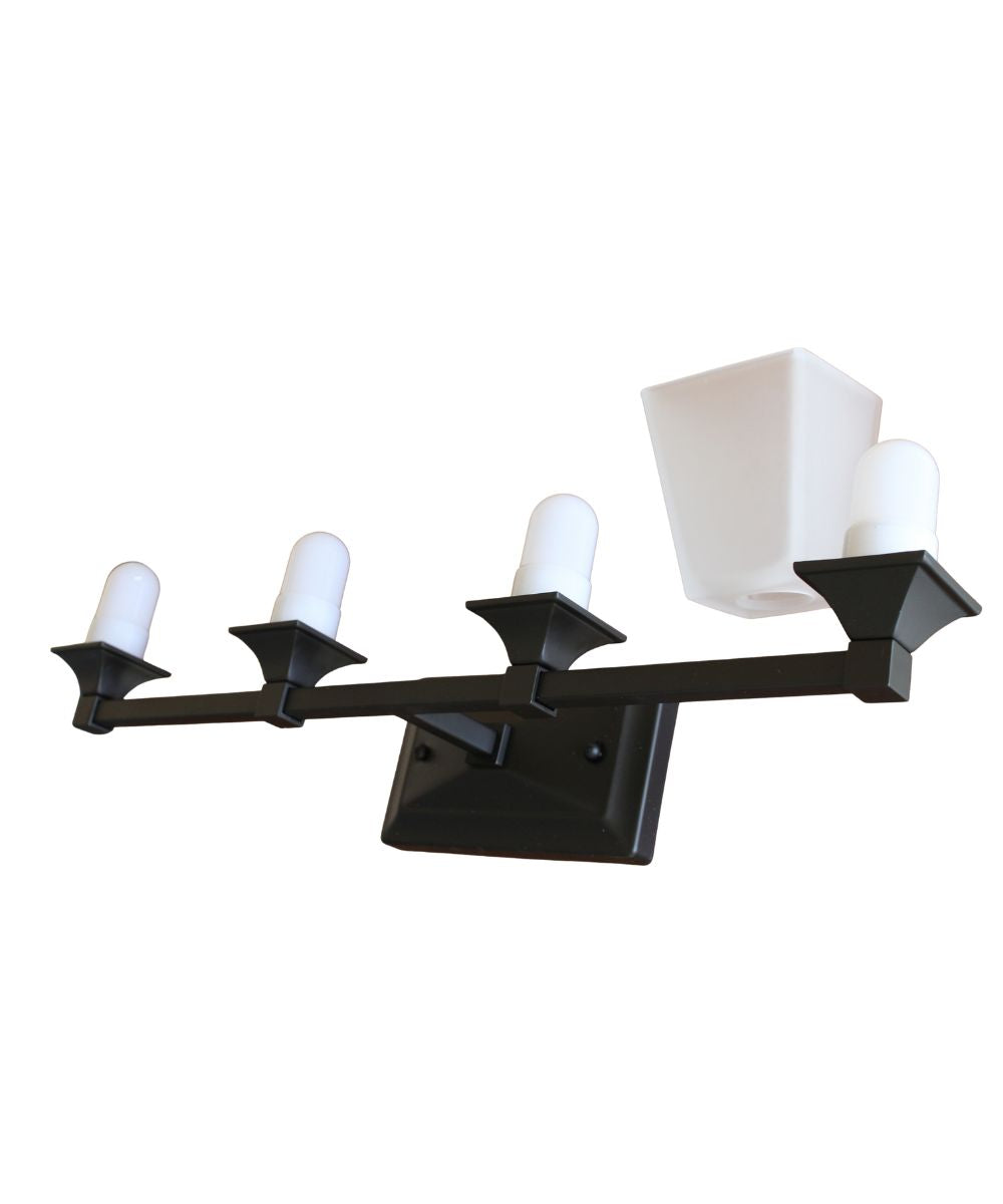 27"W 4-Light LED Bath Vanity Light Fixture Oil Rubbed Bronze Finish with Square Glass Shades – LampsUSA, view 5