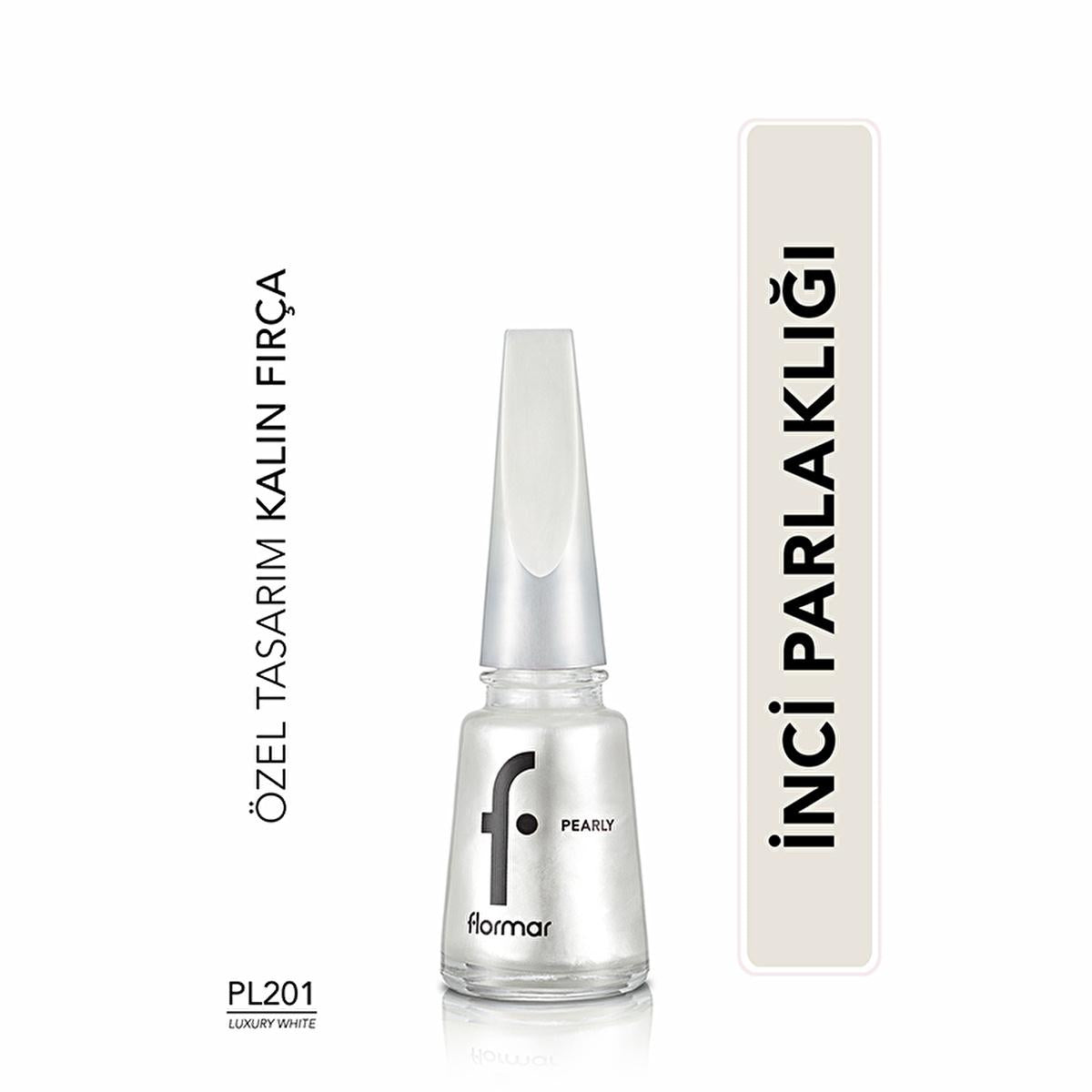Flormar Pearly Luxury White Nail Polish: Intense Pigment, Shimmer Finish, Long Lasting - Dazzling White Nail Color