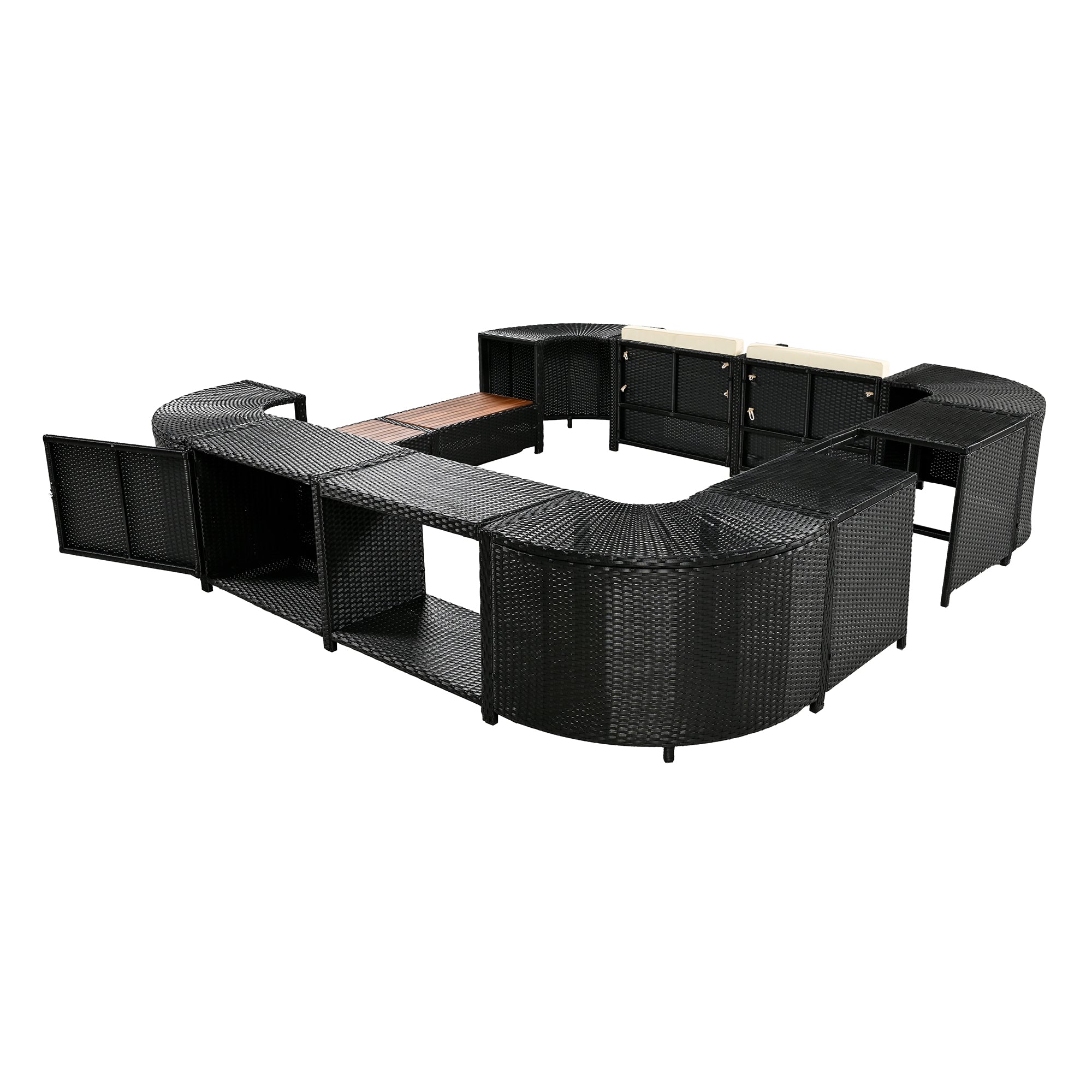 Alora Large Outdoor Quadrilateral Spa Surround Rattan Sectional Sofa Set With Storage Compartments (SAK80217) – SAKSBY WHOLES