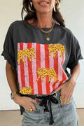 Cheetah Striped Print Retro Graphic Tee
