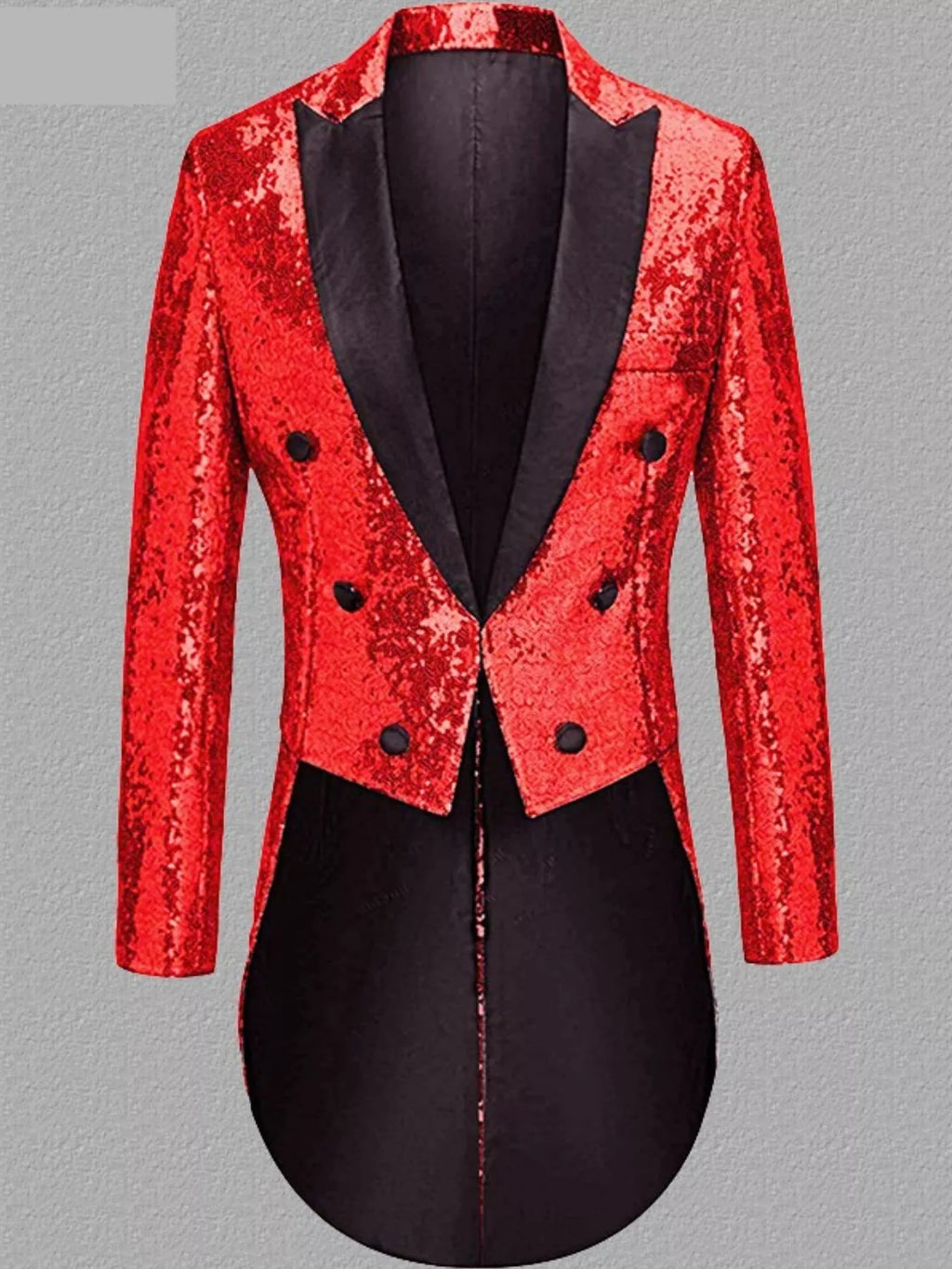 Men's Long Sleeve Sequin Tailcoat Blazer