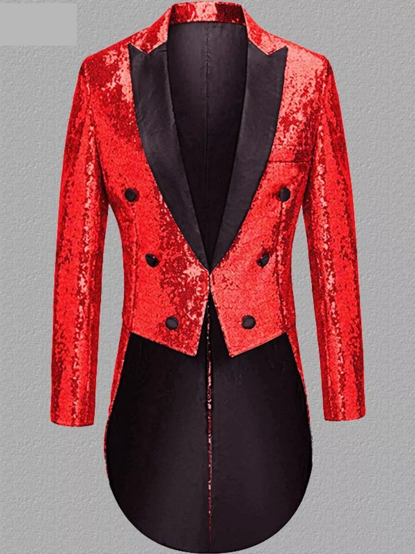 Men's Long Sleeve Sequin Tailcoat Blazer